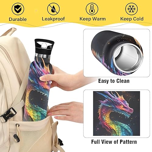 Vista 69 de París - Botella de agua para niños con tapa con pajilla, diseño de la Torre Eiffel París, botella de agua aislada de acero inoxidable a prueba