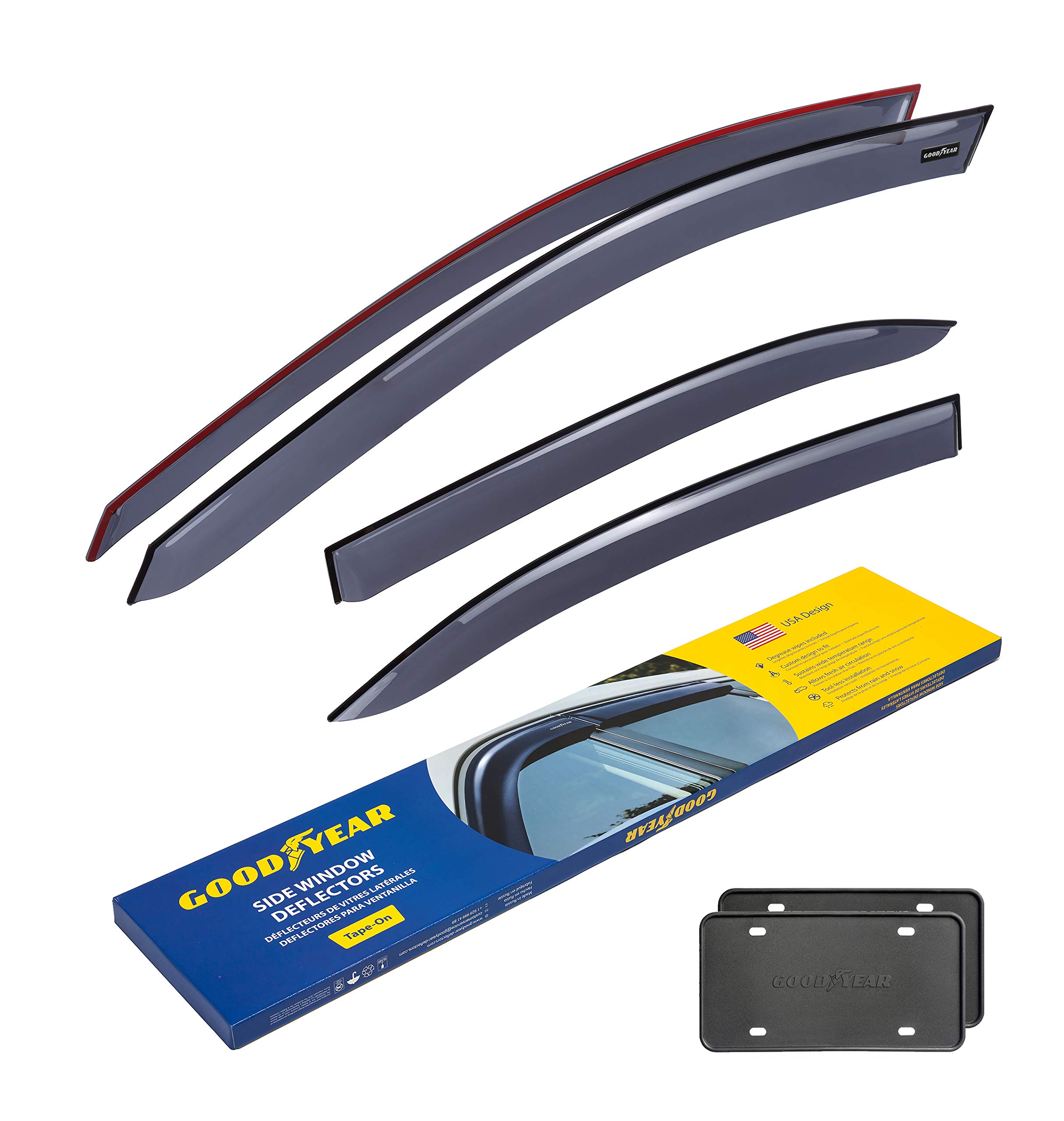 Goodyear Side Window Deflectors for Volkswagen (VW) Jetta 2011-2018, Tape-on Rain Guards, Window Visors for Cars, Vent Deflector, Vent Visor, Car Accessories, 4 pcs- GY003157LP