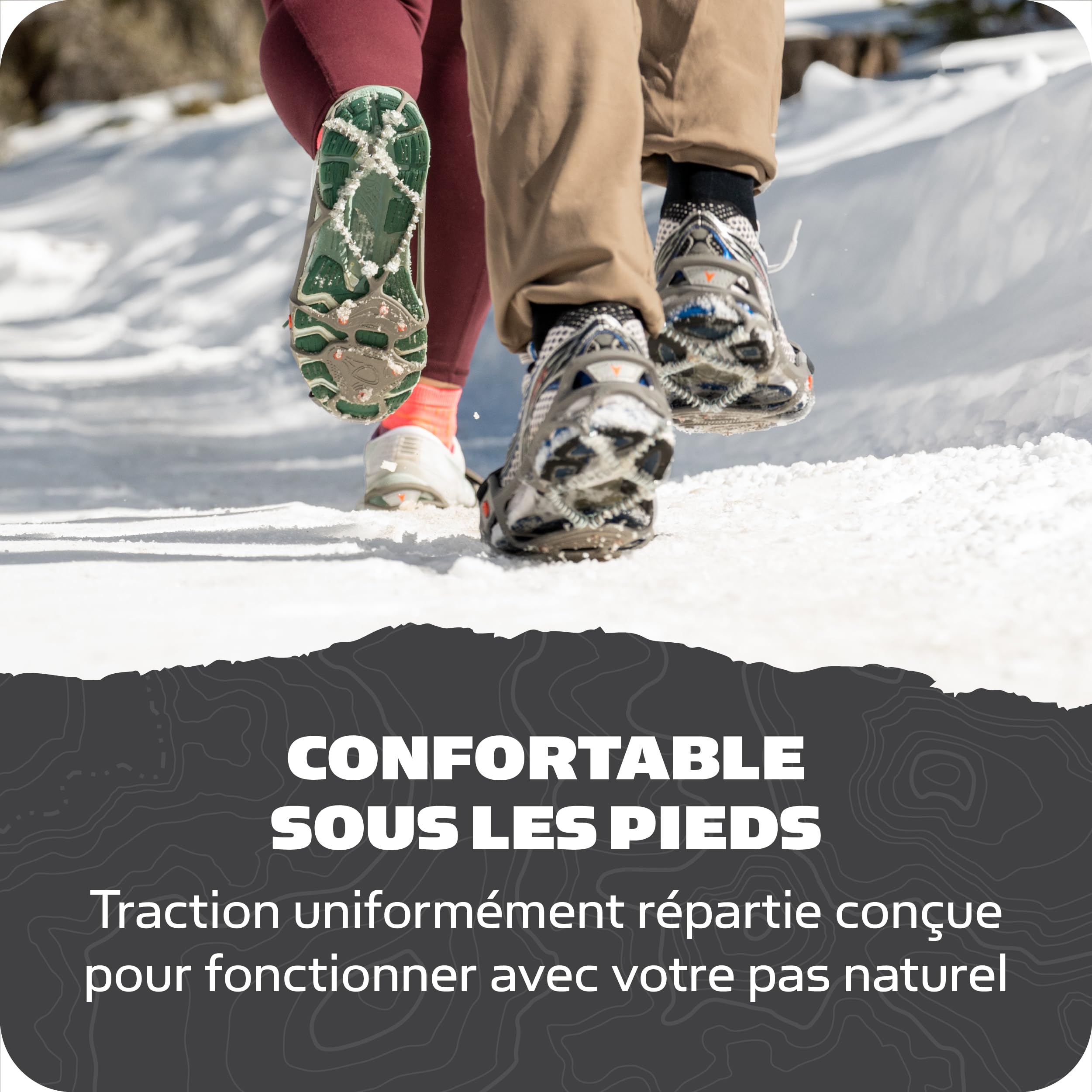YAKTRAX Run Crampons pour Chaussures de Course, Pointes en Acier au carbure de 3 mm et bobines en Acier Inoxydable de 1,4 mm, offrent Une Traction sur la Glace et la Neige, Gris