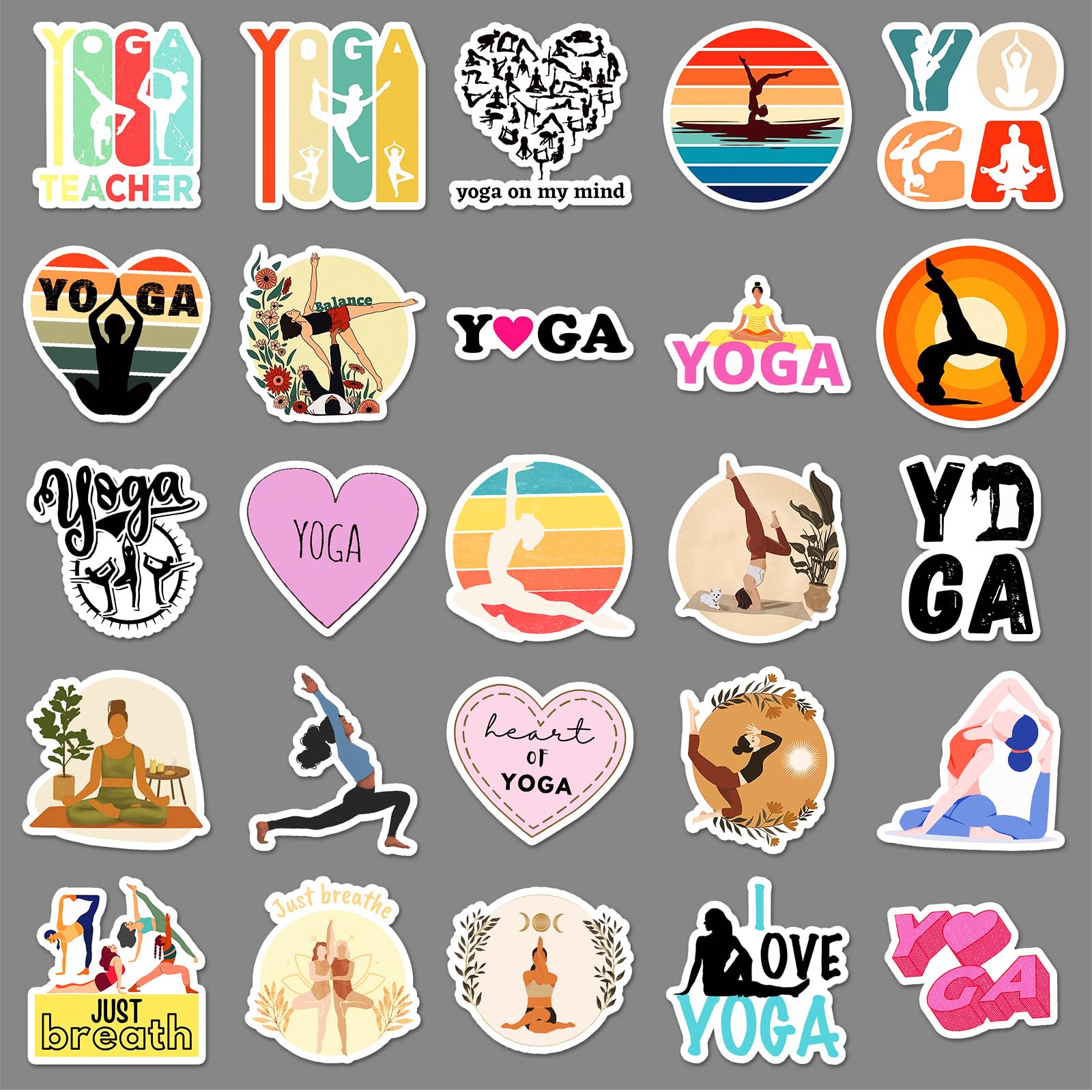 50 Pcs Yoga Stickers for Kids Teens Adults Boys Girls Gift,Yoga Stickers Pack for Laptop,Skateboard,Luggage,Car,Bike - Image 2
