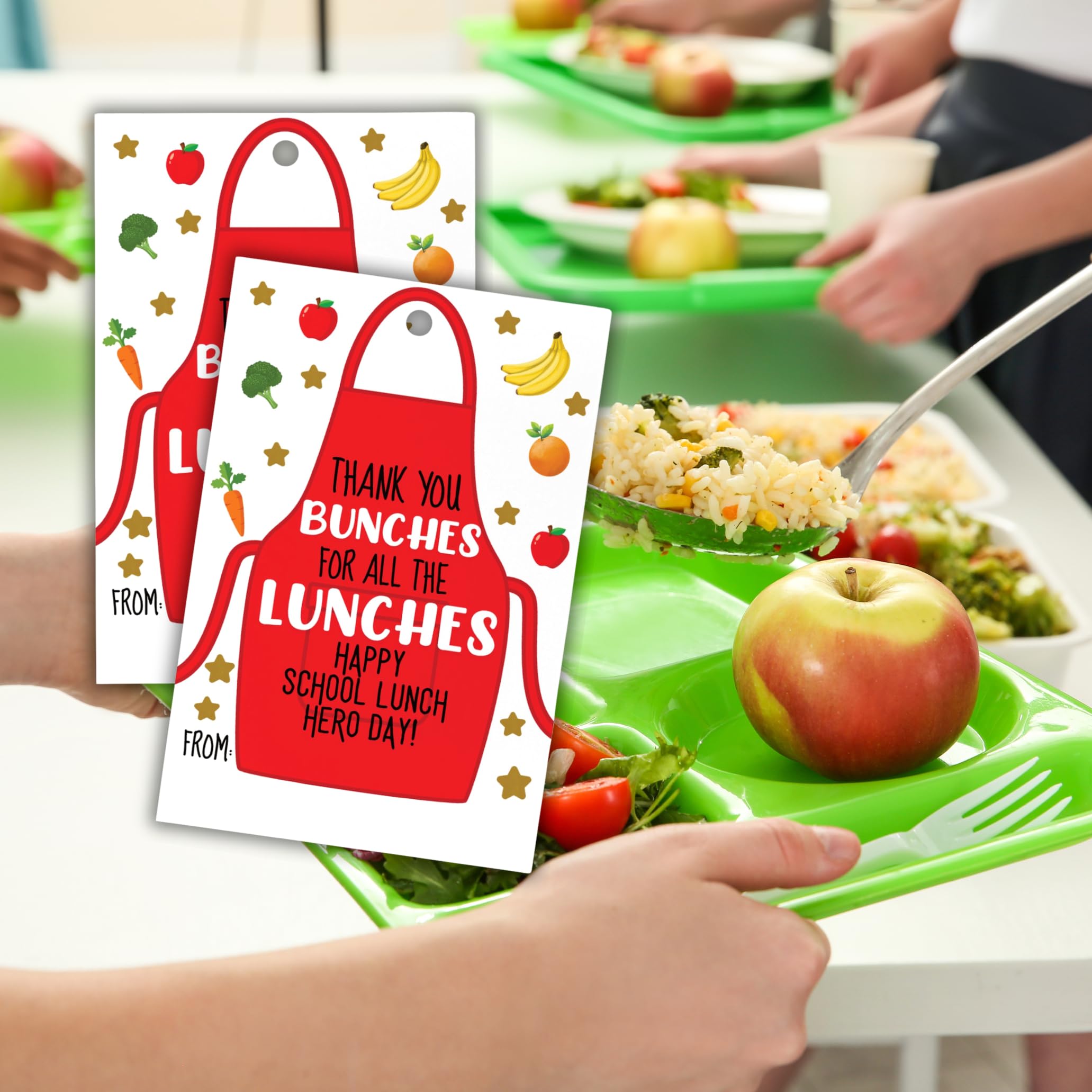 Thank You a Bunches for All The Lunches Gift Tag | 30 pk 2.5x3.5” Card Lunch Lady Cafeteria Worker Appreciation Elementary School End of Year Gifts