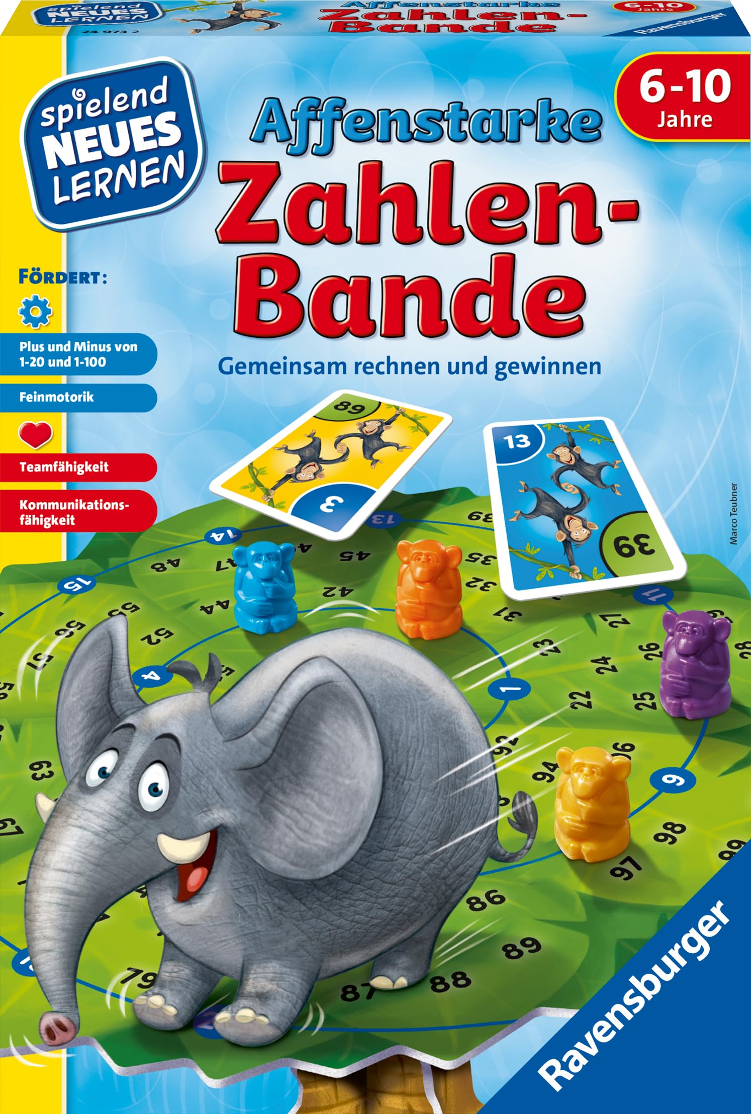 Ravensburger 24973 - Affenstarke Zahlen-Bande - Spielen und Lernen für Kinder von 6-10 Jahren, für 1-6 Spieler