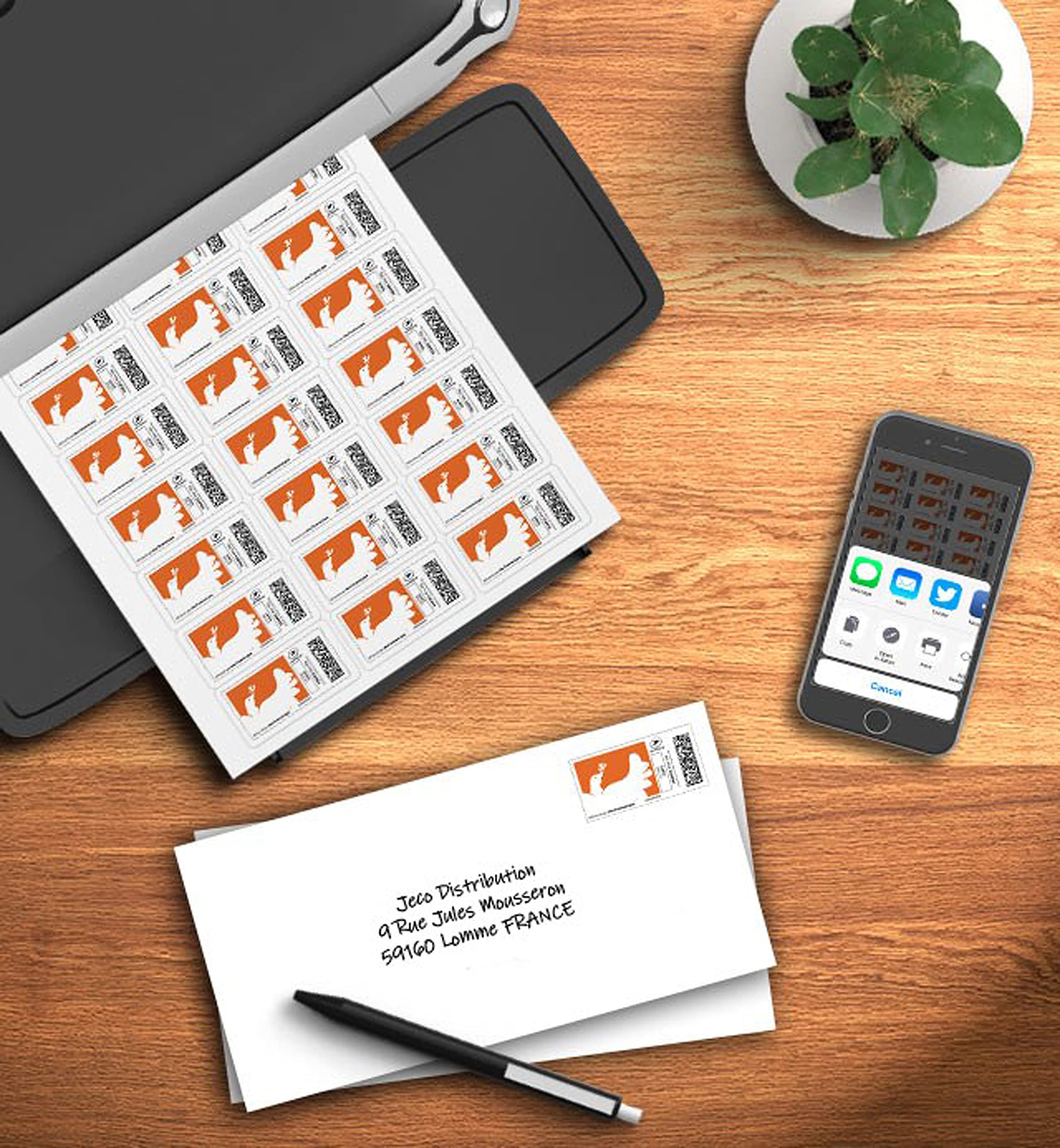 Jeco - Lot de 12000 étiquettes autocollantes pour timbres 63,5 x 33,9mm compatibles « Montimbreenligne » (L7159), soit 500 planches A4 de 24 étiquettes personnalisables et imprimables