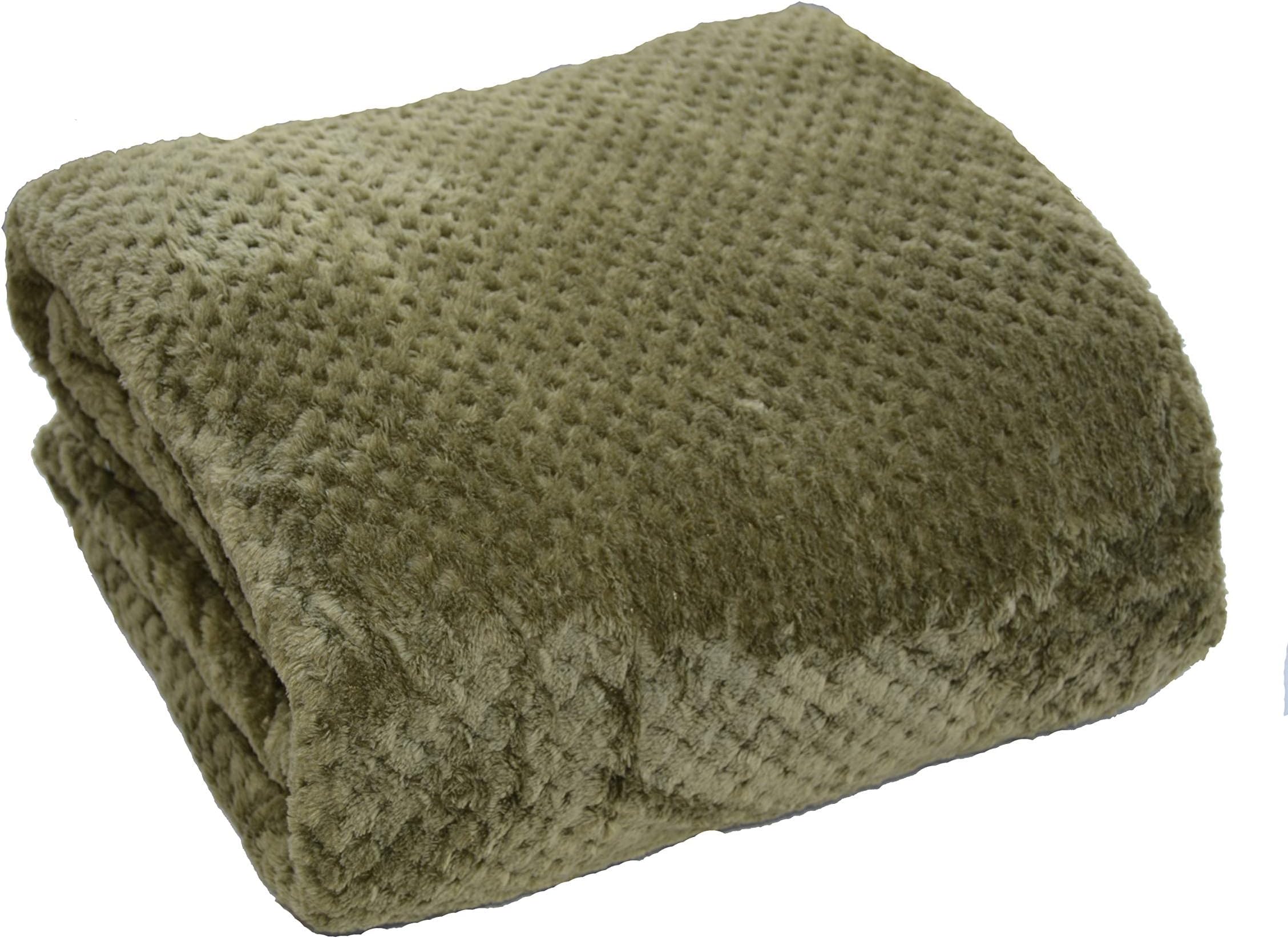 Waffle Honeycomb Blanket/Throw (King 200 x 240, Olive Green)