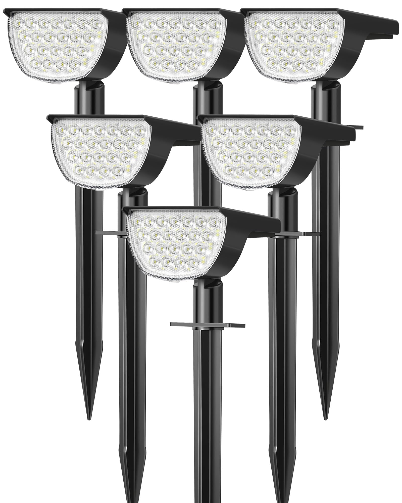 Solar Lights Outdoor Waterproof IP65, 76 LED 3 Lighting Modes Solar Spot Lights Outdoor Yard Garden Landscape Pathway (Cool White, 6 Pack)