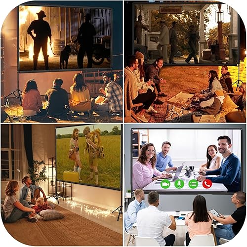 Miniatura 7 de EMART Pantalla de proyector para exteriores con soporte, 120 pulgadas portátil para interiores 169 4K HD pantallas de cine delanteras traseras y