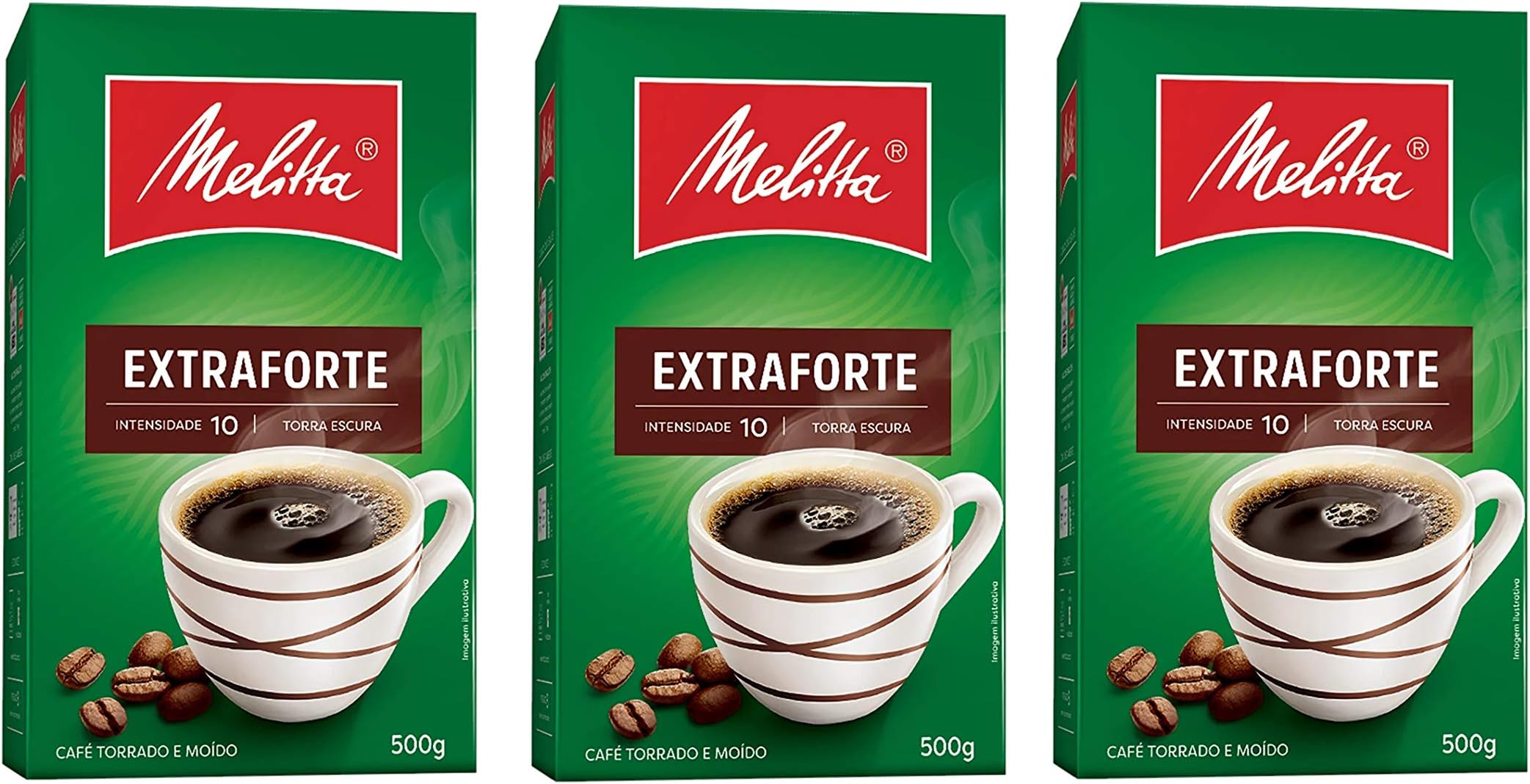Extra Strong Roasted Coffee - 17.6 oz | Café Extra-Forte Melitta - 500g - (PACK OF 03)