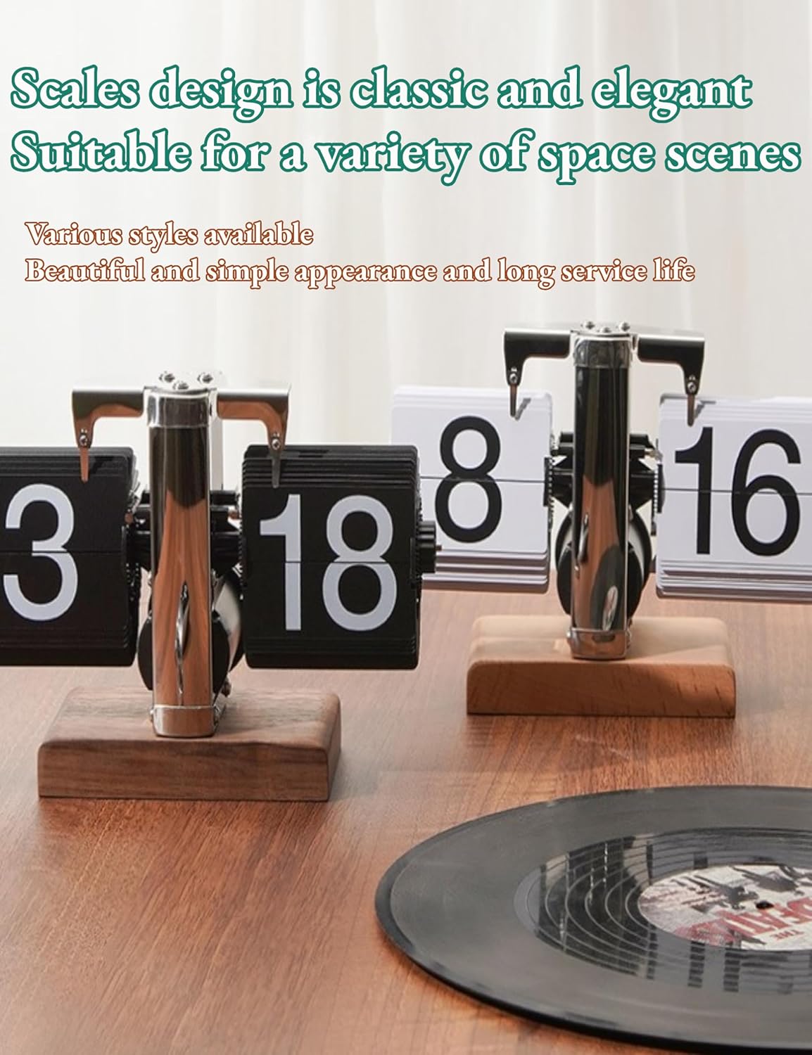 Digital Flip Down Clock, Retro Automatic Page Turning Clock, Internal Gear Operated Mechanical Flip Clock for Home & Office Multifunctional Decor (Black)