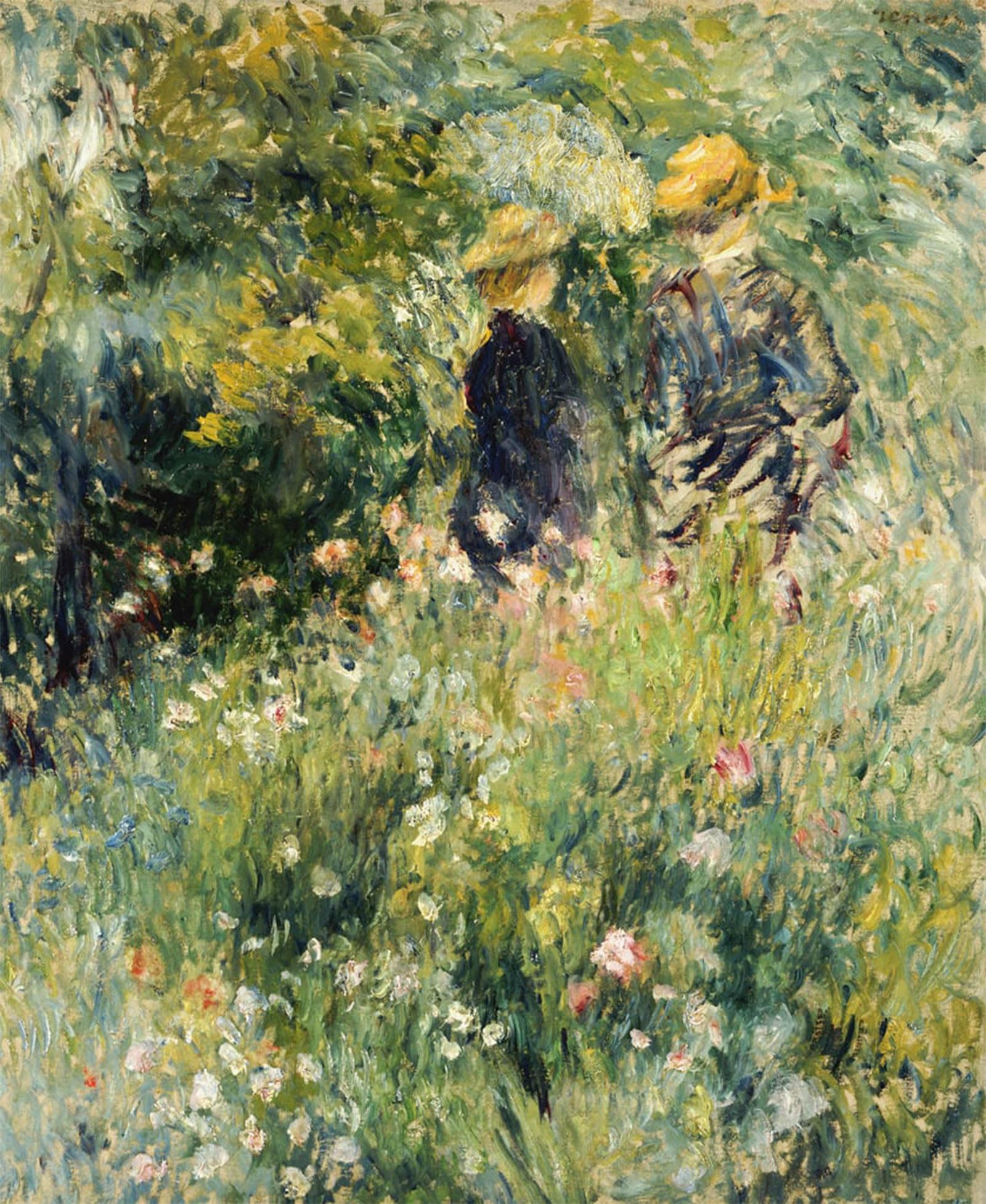 ARTXLXXBN Famous Painting Art Wall Decor Abstract Art Picture Conversation in a Rose Garden by Pierre Auguste Renoir Animal Pictures for Home Decor 60x90cm
