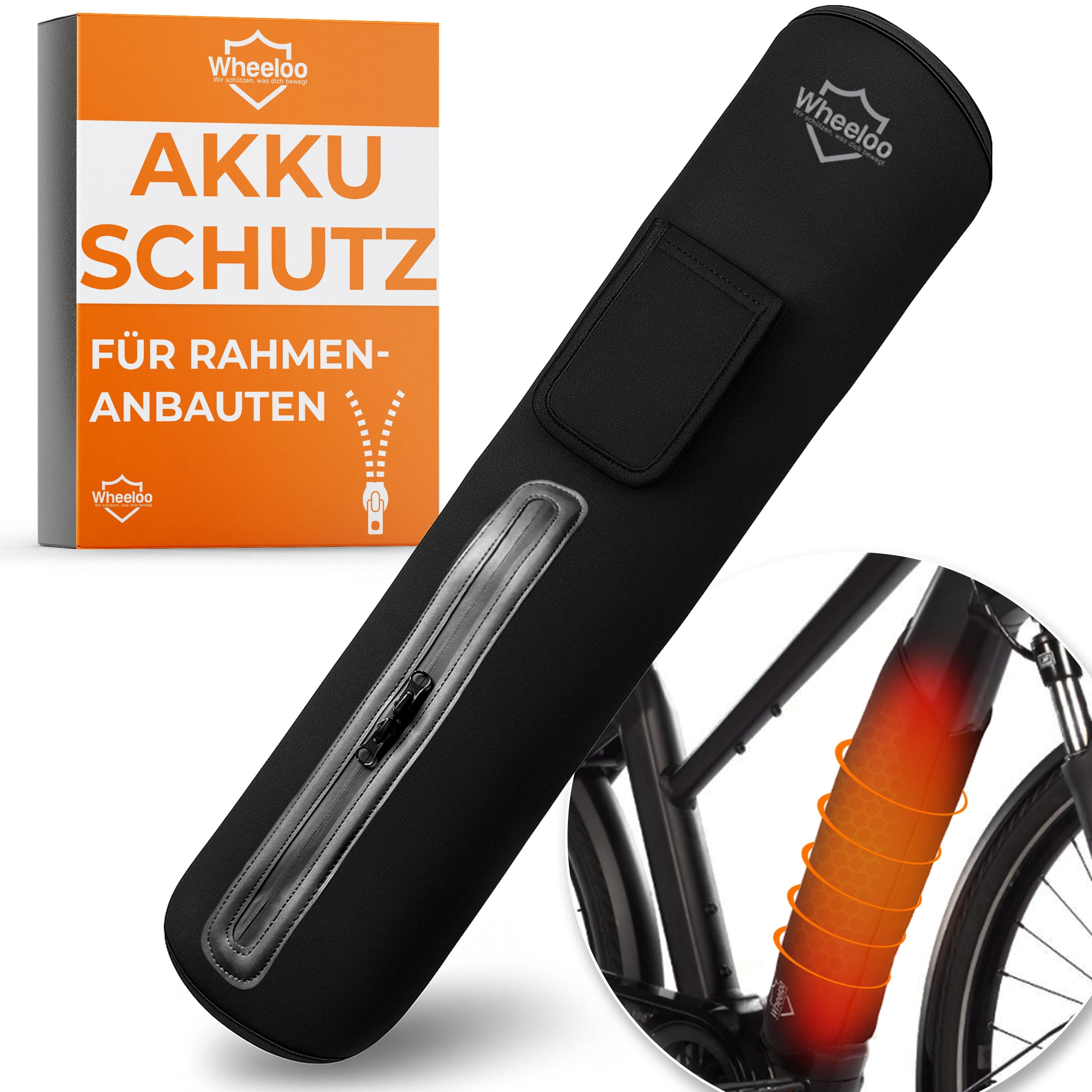 Pokrowiec ochronny na akumulator e-bike z otworem na uchwyt na butelkę I Ochrona ebike z zamkiem błyskawicznym + torba I dla większego zasięgu I uniwersalne dopasowanie I Pokrywa rowerowa dla