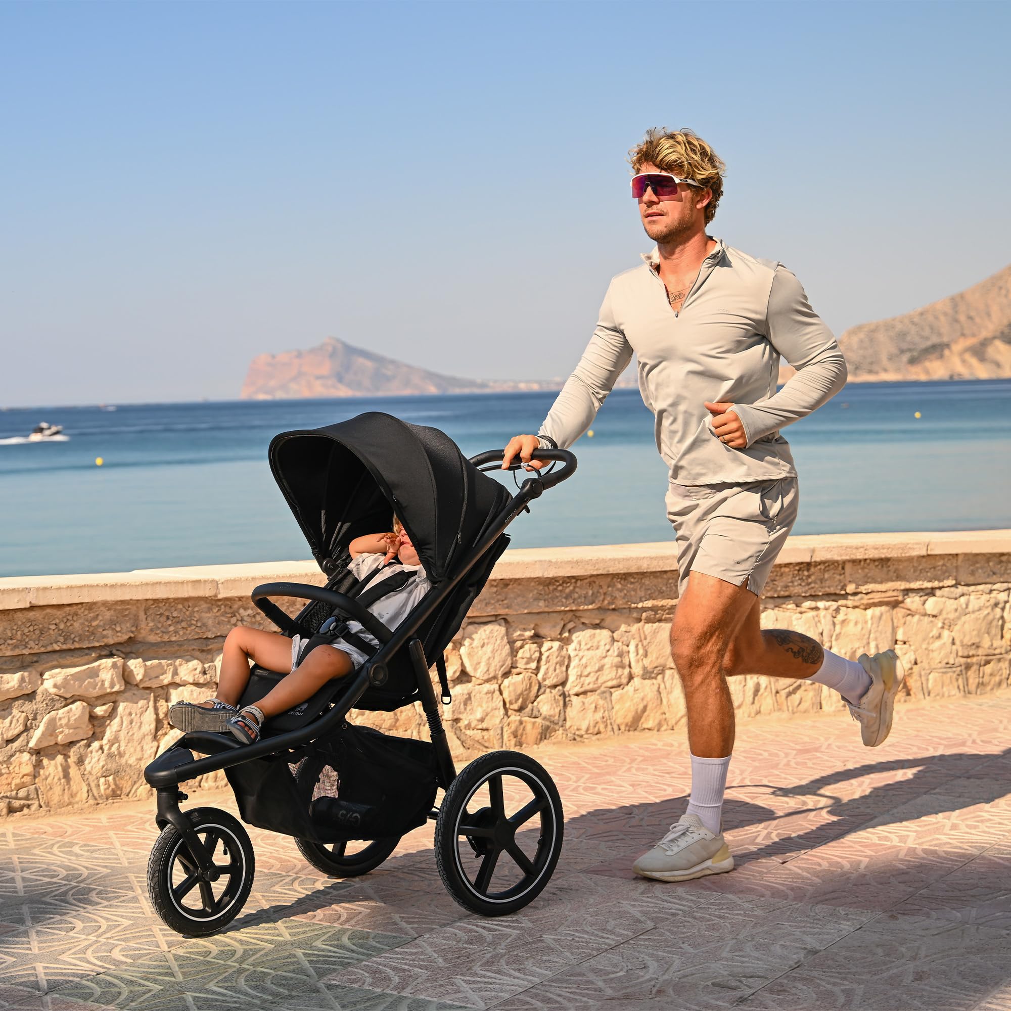 Deryan Bolt Jogger Passeggino combinato per ogni terreno – Pieghevole e portatile – Passeggino per jogging a partire dai 6 mesi (Hazel)