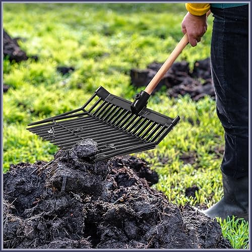Miniatura 4 de Lasnten 6 cabezales de repuesto de horquilla de estiércol, cabeza de horquilla de 18 dientes con tornillos y tuercas, rastrillo de estiércol de