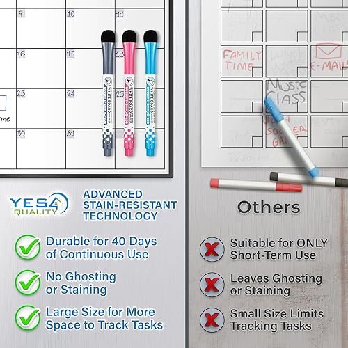 Miniatura 6 de Yes4Quality- Calendario magnético acrílico para refrigerador (16 x 12 pulgadas), juego de 2 hojas transparentes de borrado en seco para refrigerador