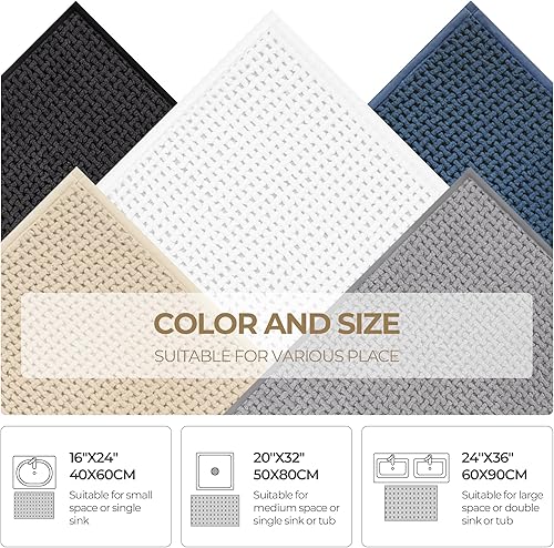Miniatura 2 de GRANNY SAYS Tapetes de baño absorbentes para baño, 24 x 16 pulgadas, felpilla suave, antideslizantes, lavables, de secado rápido, delgadas, para