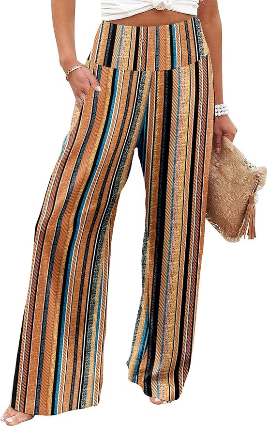 JZC Women's Palazzo Lounge Pants Casual Wide Leg Pants High Waist Flowy Toursers with Pockets