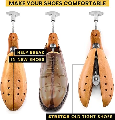 Miniatura 4 de HOUNDSBAY Bulldog - Camillador de zapatos de madera profesional de 2 vías para hombres ampliador de zapatos y estirador para hombres con pies anchos