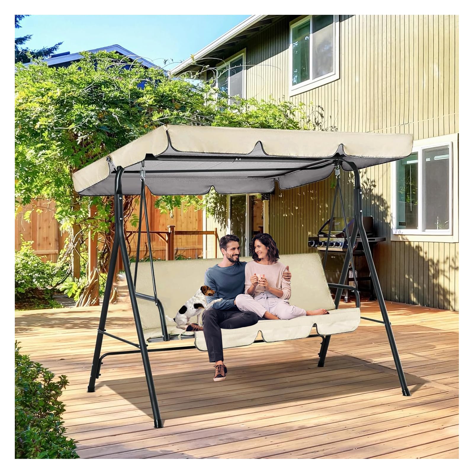 Housse de Siège de Jardin pour Balançoire de Jardin,2/3 places,600D Tissu Oxford,Imperméable Housse de Siège de Balancelle,,150 x 50 x 10 cm,pour porche,cour (Beige,150× 50×10 cm)