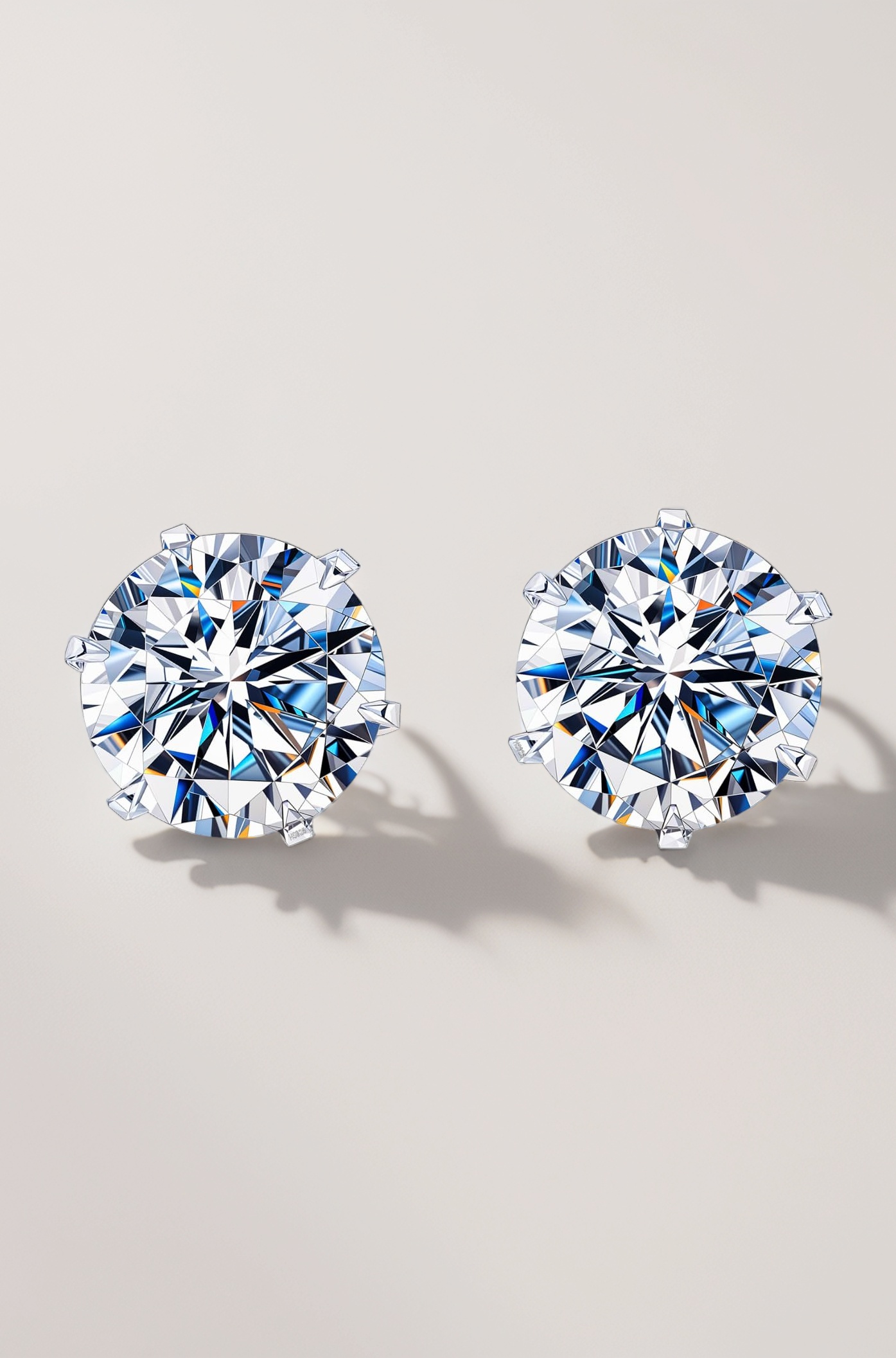 HIGHSPARK 925 Silver Solitaire Stud Earrings | 92.5 Sterling Silver & Round Brilliant Cubic Zirconia Tops for Men Women