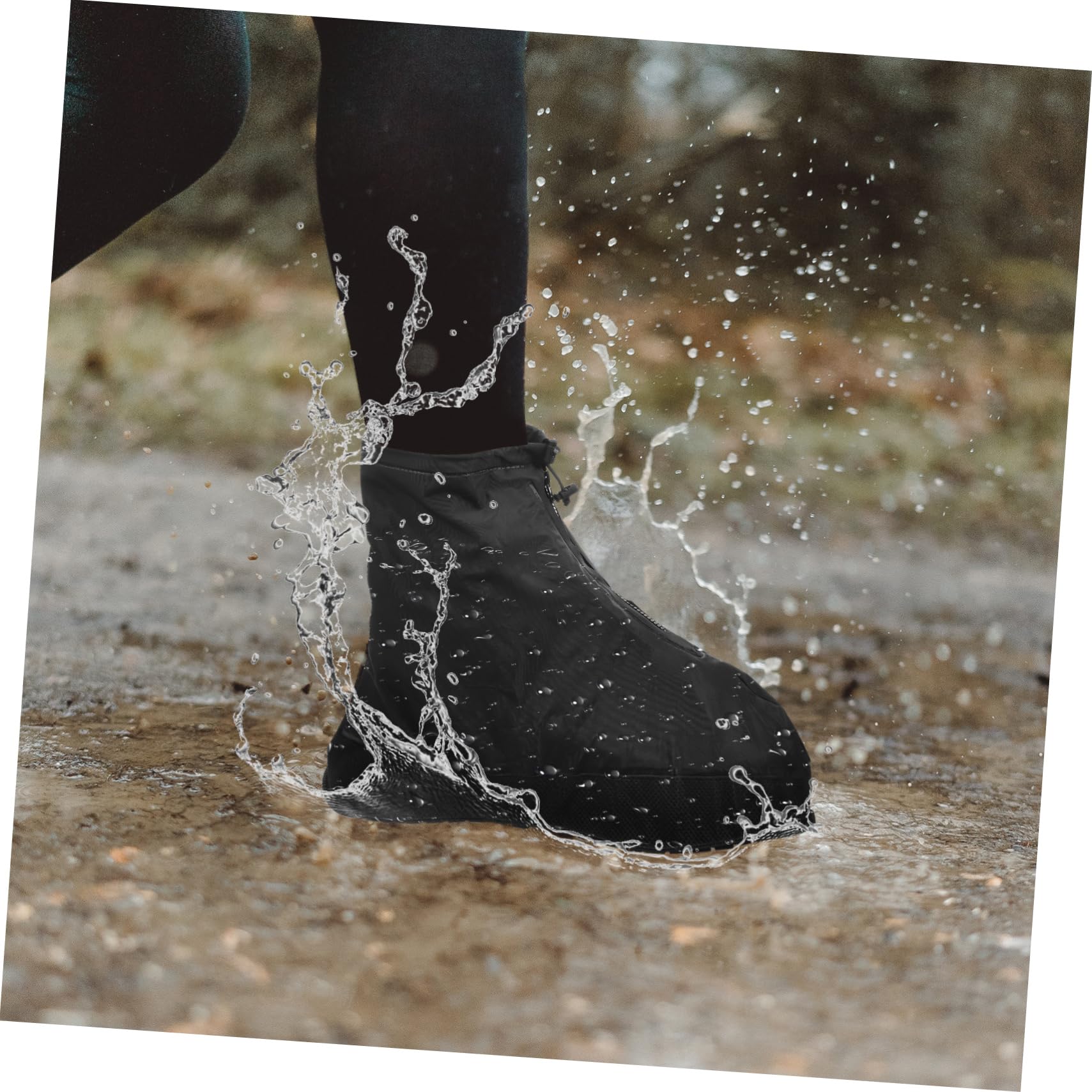 SOESFOUFU Waterproof Rain Shoe Covers 2 Pack Overshoes for Men Women Non-slip Sole Easy to Wear for Wet Weather Protection