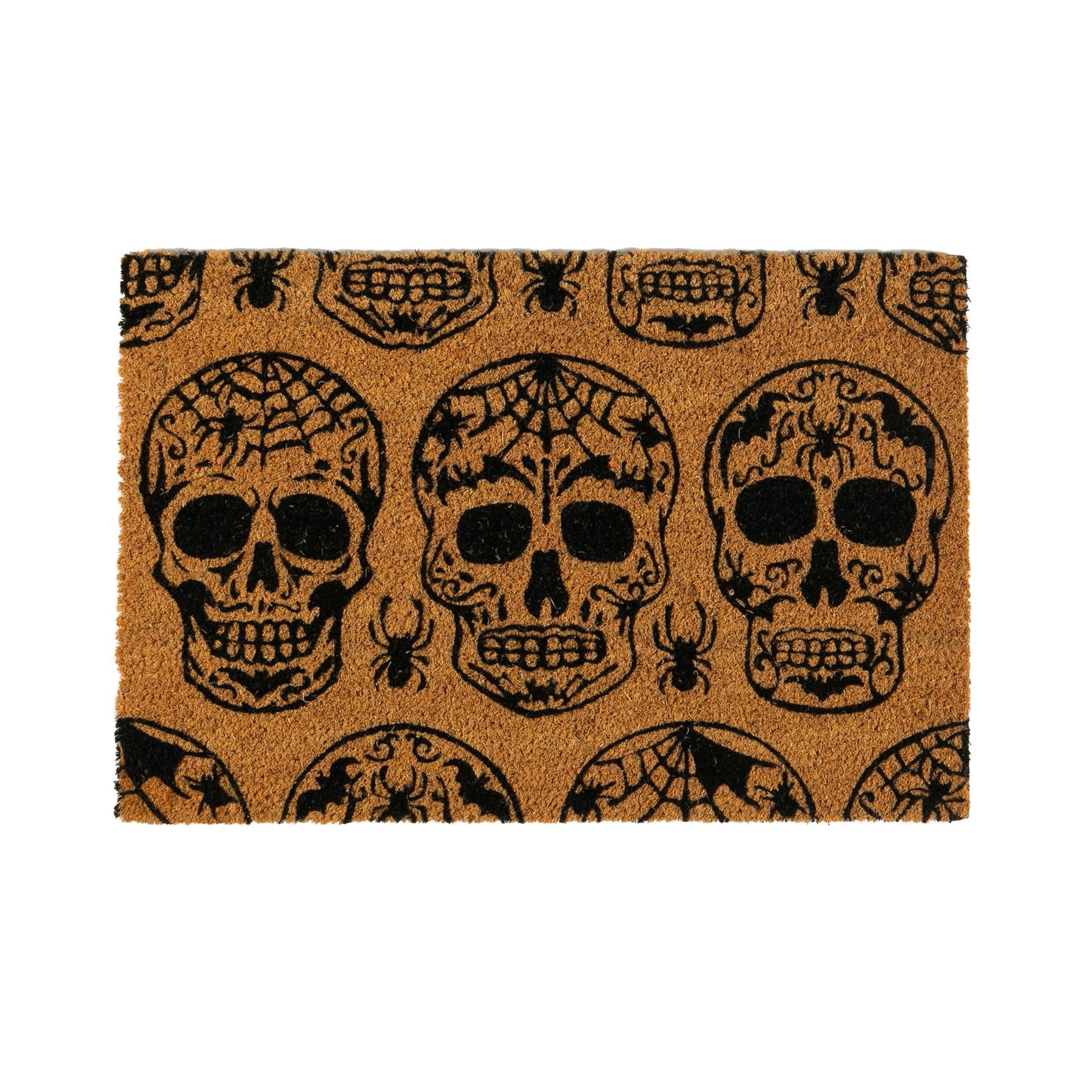 Nicola Spring Halloween Coir Door Mat 60 x 40cm Day of the Dead Design - Decorative Front Door Entry Rug, Durable Natural Coir with Non Slip PVC Backing Outdoor Boot Scraper Doormat