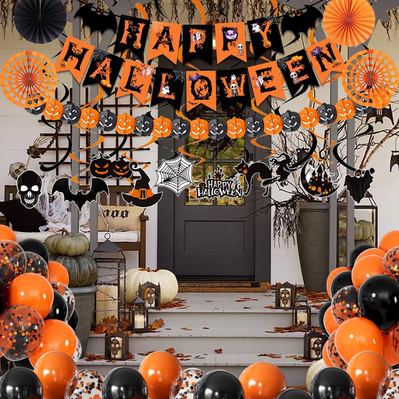 FECEDY Halloween Party Pack - Decorations & Balloons -5