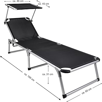 Amazon De Klappbare Sonnenliege Mit Dach Aluminium Gartenliege Strandliege Campingliege Mit Sonnendach Klappbar Tragbar Leicht Wetterfest