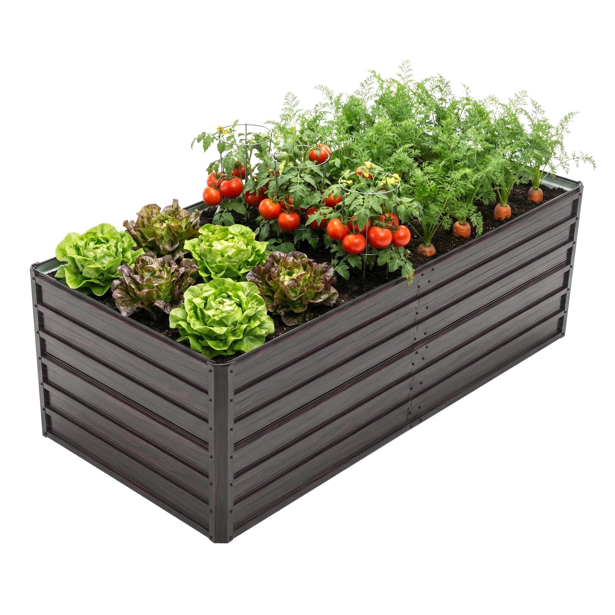 Thanaddo Hochbeet Metall Pflanzbeet, 190x90x64cm rechteckig Gemüsebeet aus verzinktem Stahl in Holzoptik, Gartenbeet Pflanzkasten Pflanzkasten Blumenkasten für Garten & Terrasse