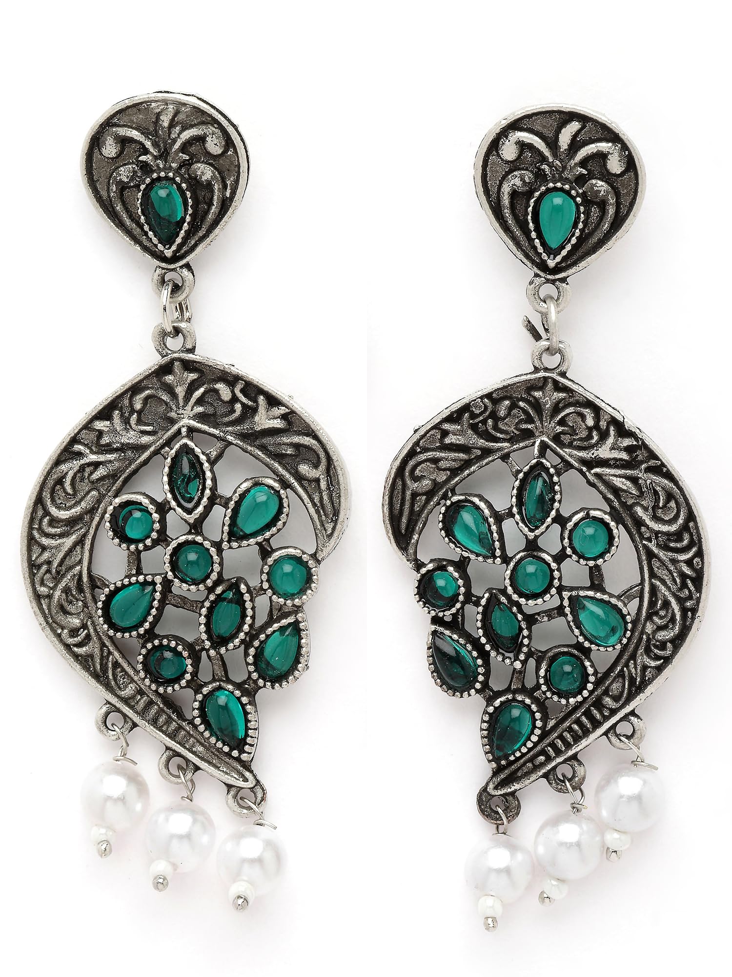 Karatcart Oxidised Silver Green Stone Drop Earring for Women (B0CJVDZ78L) Amazon Price History, Amazon Price Tracker