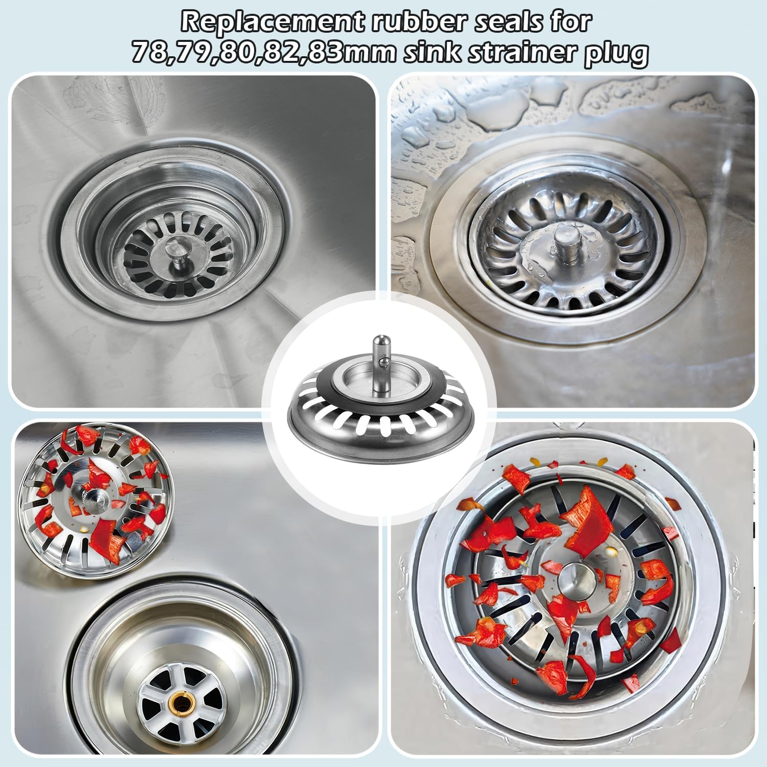 5 Pezzi Franke Sink Plug Guarnizione in Gomma O-Ring Rondelle Guarnizione Blanco Sink Plug Guarnizione di Scarico per cestello Filtro 78 79 80 82 83 mm Bagno Cucina Lavanderia Lavello Scarico