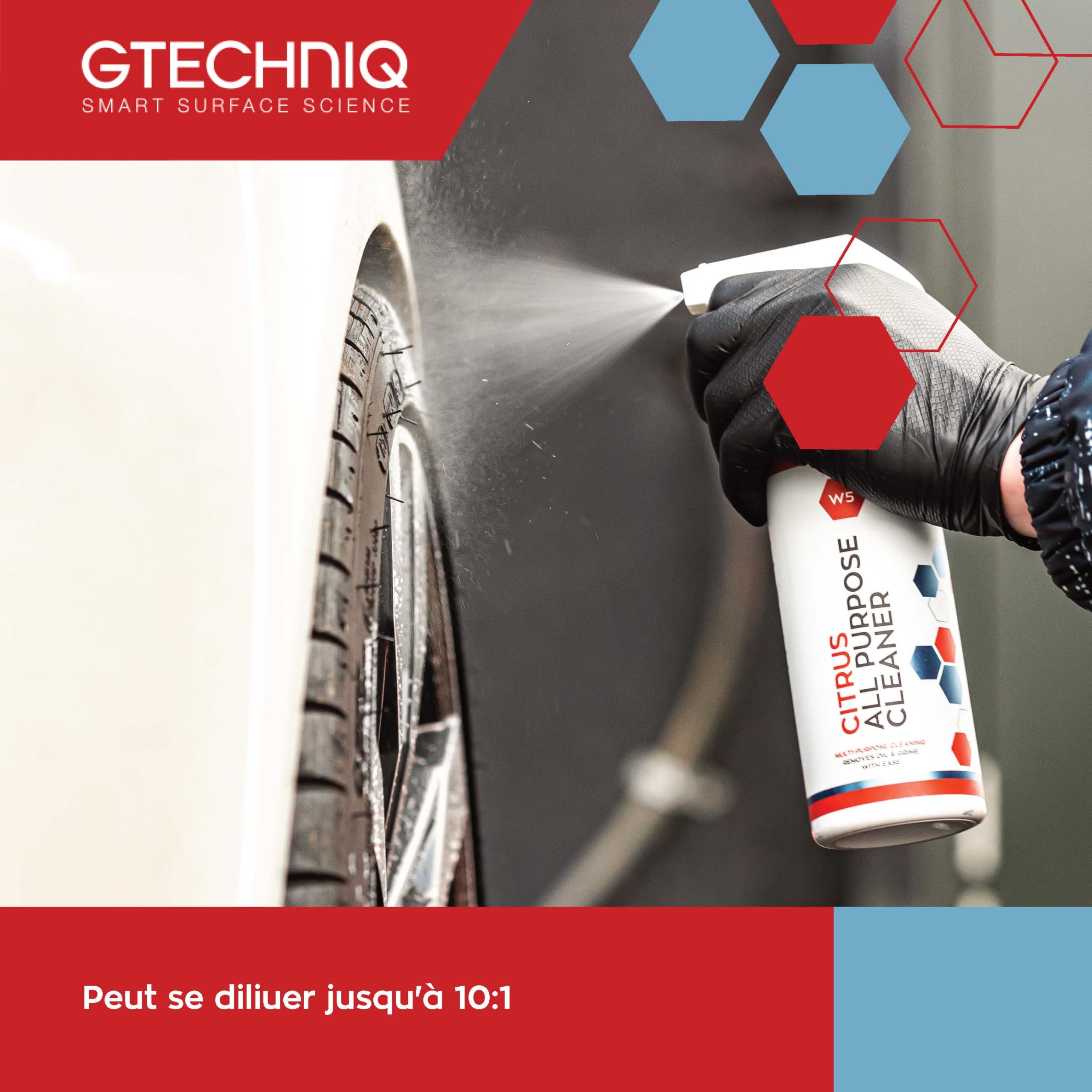 Gtechniq W5 Citrus Nettoyant tout usage 500 ml - Élimine facilement graisses, saleté et taches tenaces, sans danger pour les cires et les protection céramique - pour l’automobile et la maison -