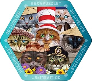 Comprar 3D LiveLife Hexapuzzle - gatos en sombreros. ¡3D lenticular Cat Puzzle con 24 pedazos magnéticos! Gama magnética del rompecabezas de Deluxebase. ¡Ilustraciones originales autorizadas del artista renom