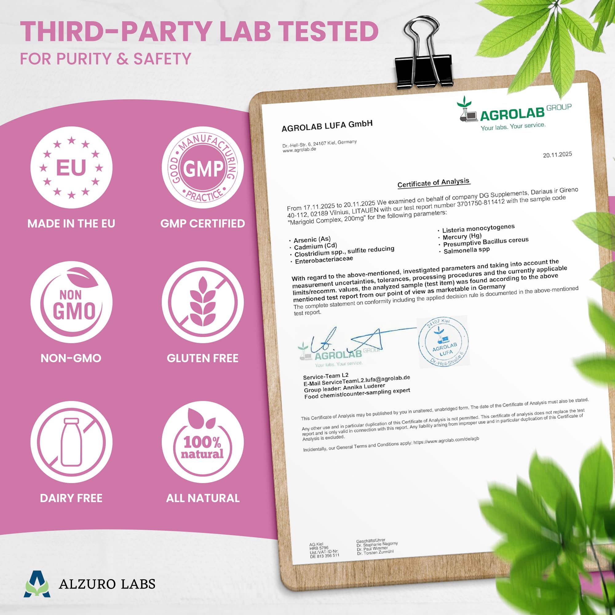 Lutéine 40 mg & Zéaxanthine 8 mg | complexe yeux hautement dosé | vitamines A, C & zinc | vision normale | 90 gélules végétales | BPF & testé en laboratoire tiers