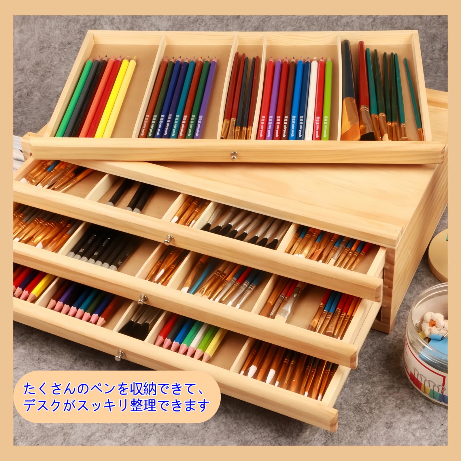 Amazon.co.jp: Rimeto木製 アーティスト収納ボックス3/ 4/5段引き出し