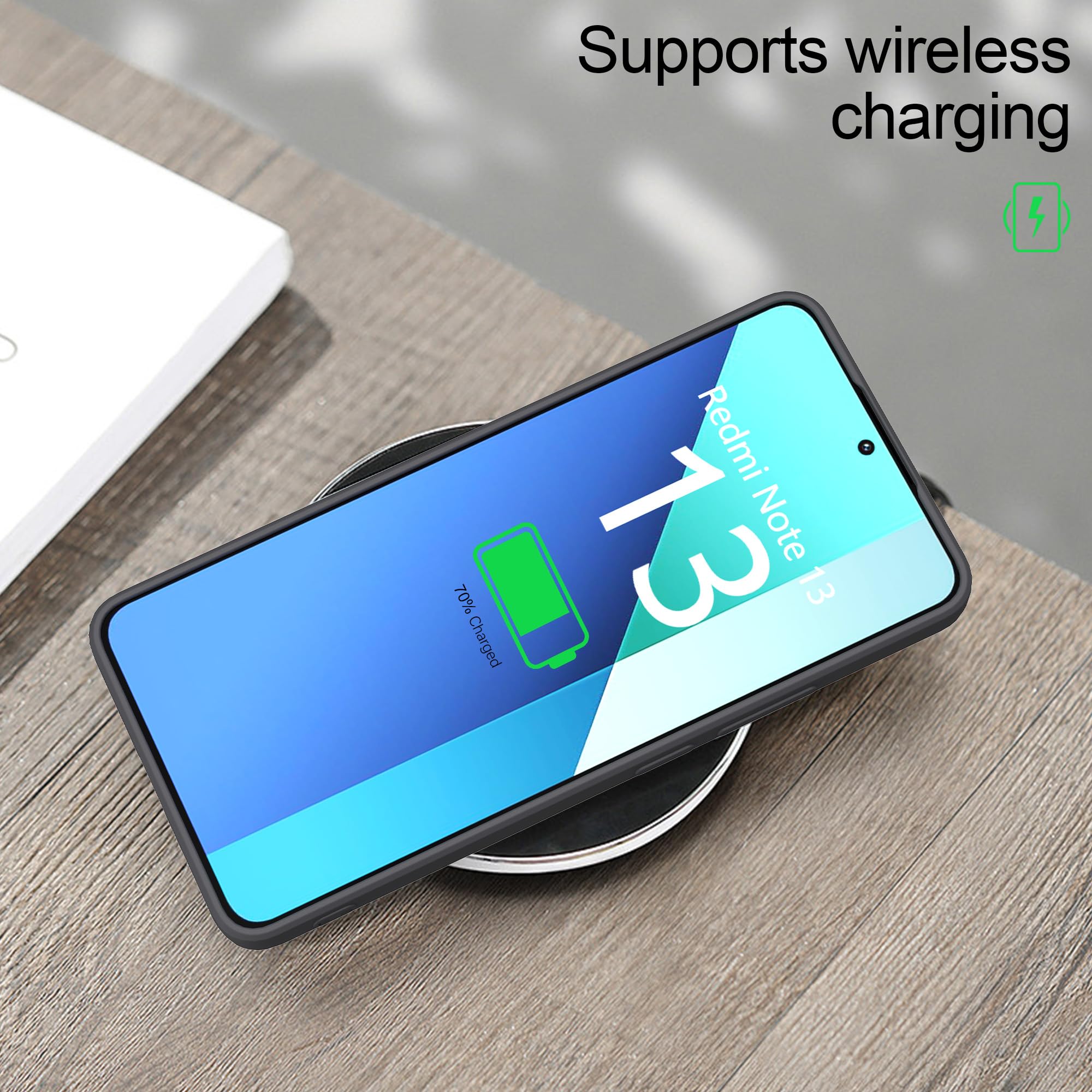 MIKULLE Cover in Silicone per Xiaomi Redmi Note 13 4G con 2 Pellicola Vetro Temperato, Custodia Morbido Silicone Ultra Sottile Liquida TPU Antiurto