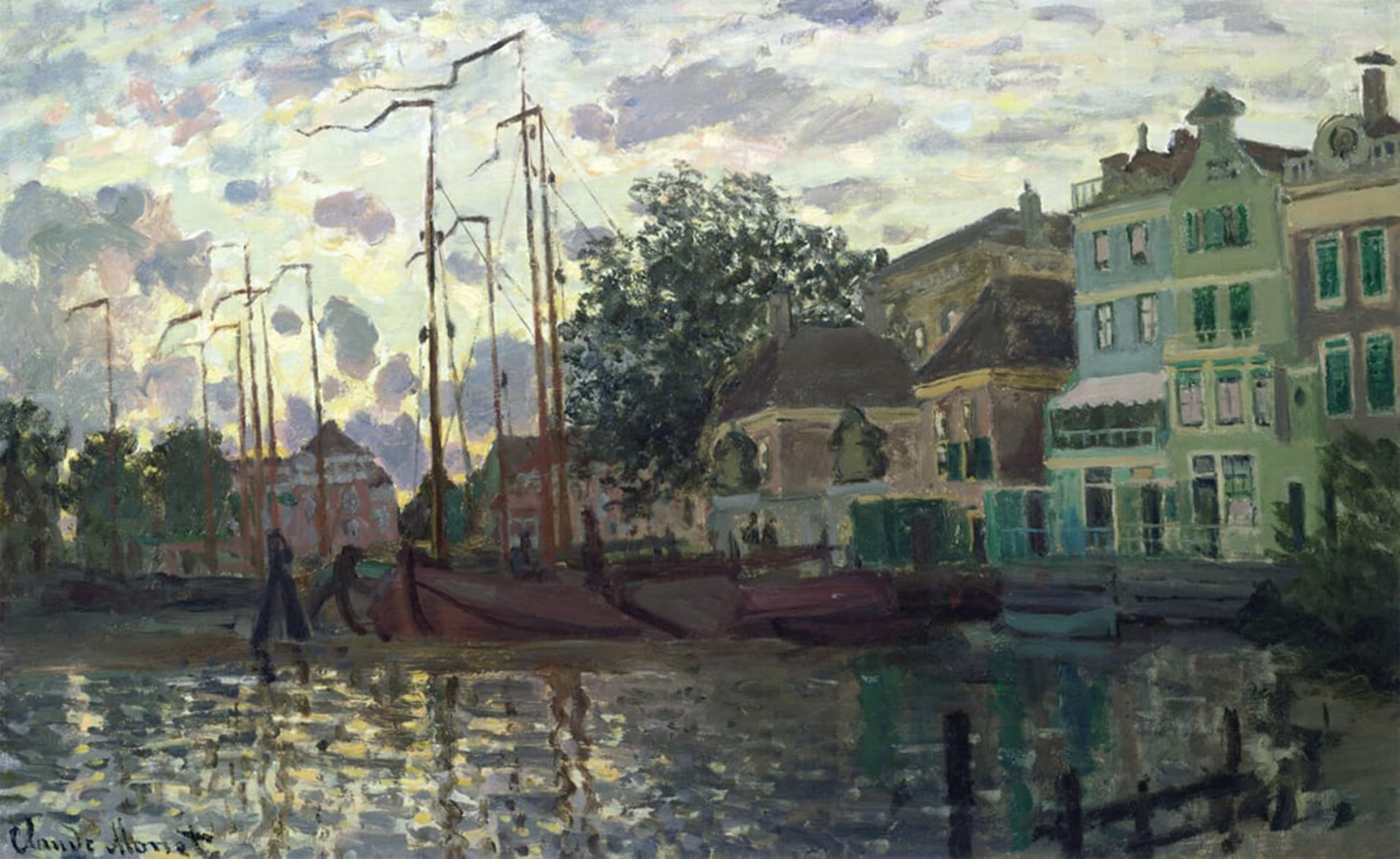 POSTERIIk Famous Animal Posters Vintage Picture the Dam At Zaandam Evening by Claude Monet Modern Wall Decor for Home Decor 60x90cm