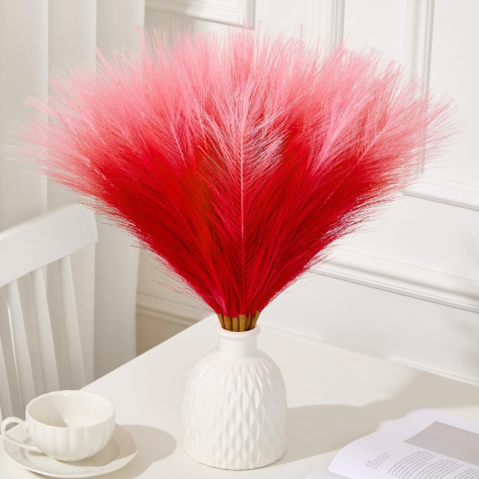Herbe de pampa artificielle rouge sans perte pour intérieur propre
