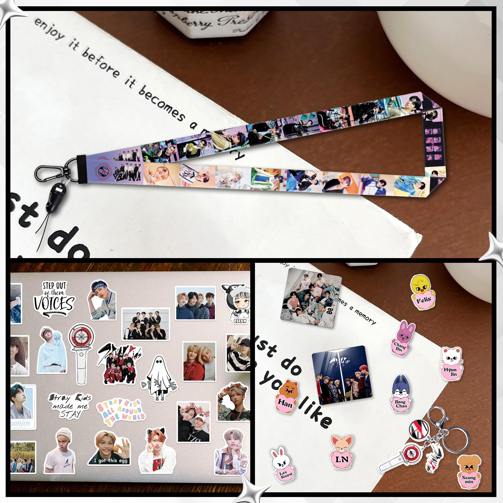 96 Pcs Strraykiid Set Regalo, SKZ Merch, con Strraykiid Photocard, Sacca Sportiva, Portachiavi e Stickers, Idea Regalo per Fans