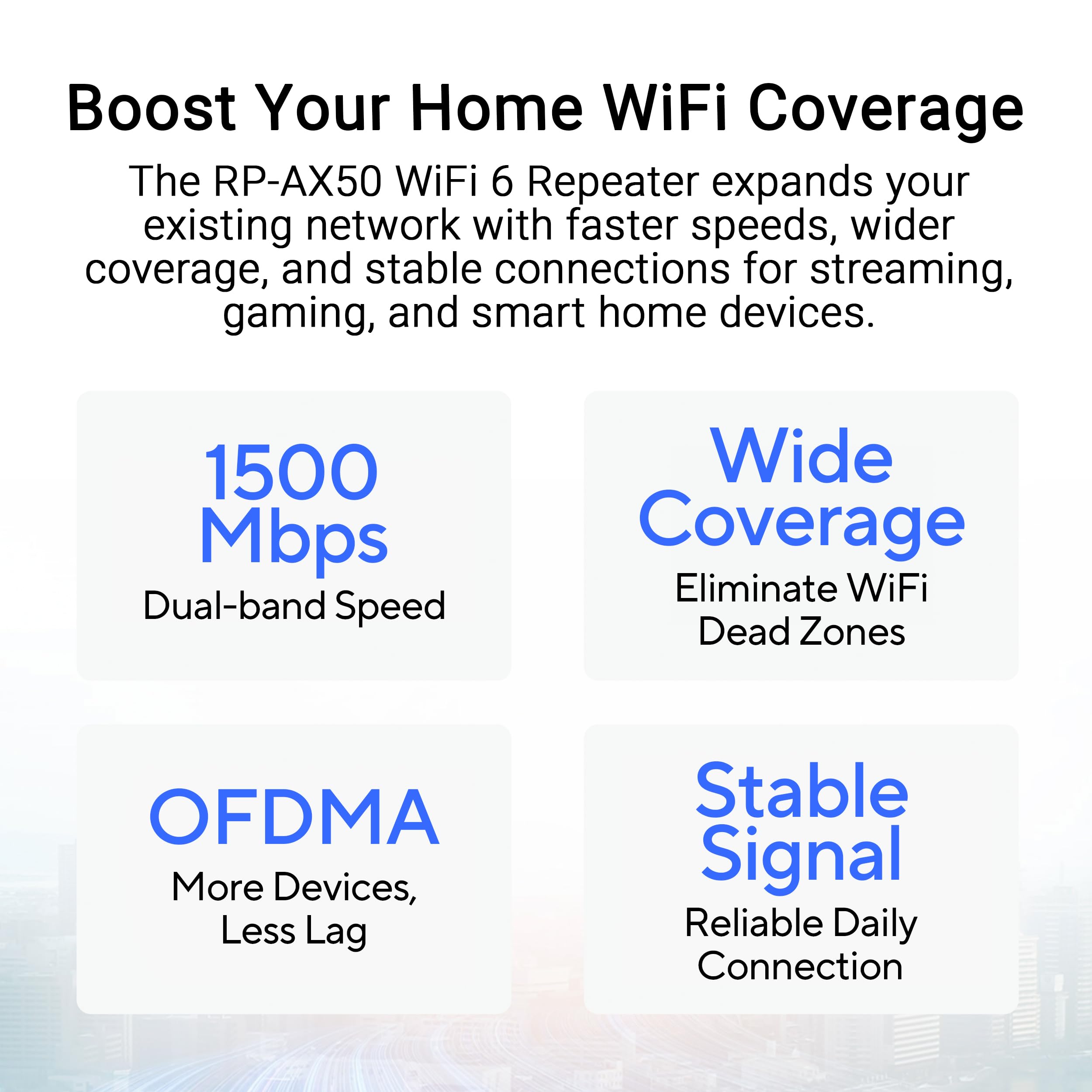 ASUS RP-AX50 AX50 dwuzakresowy wzmacniacz sygnału WiFi 6 (802.11ax), kompatybilny z każdym routerem WiFi