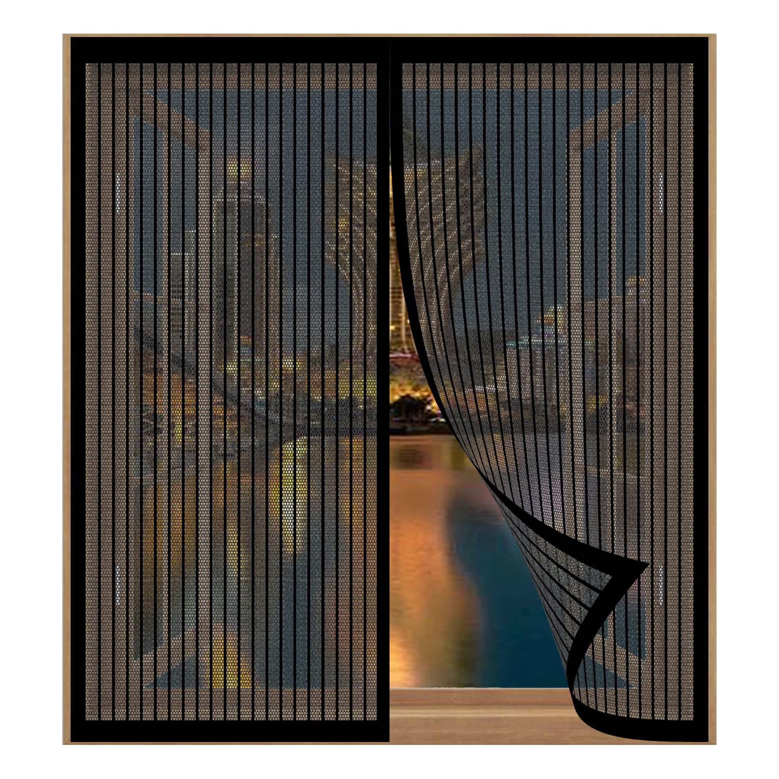 Fly Screen Mosquito Net 87 x 127 cm Easy Installation No Drilling Or Screwing Magnetic Fly Screen for Windows Nets to Keep Bugs Out, Black