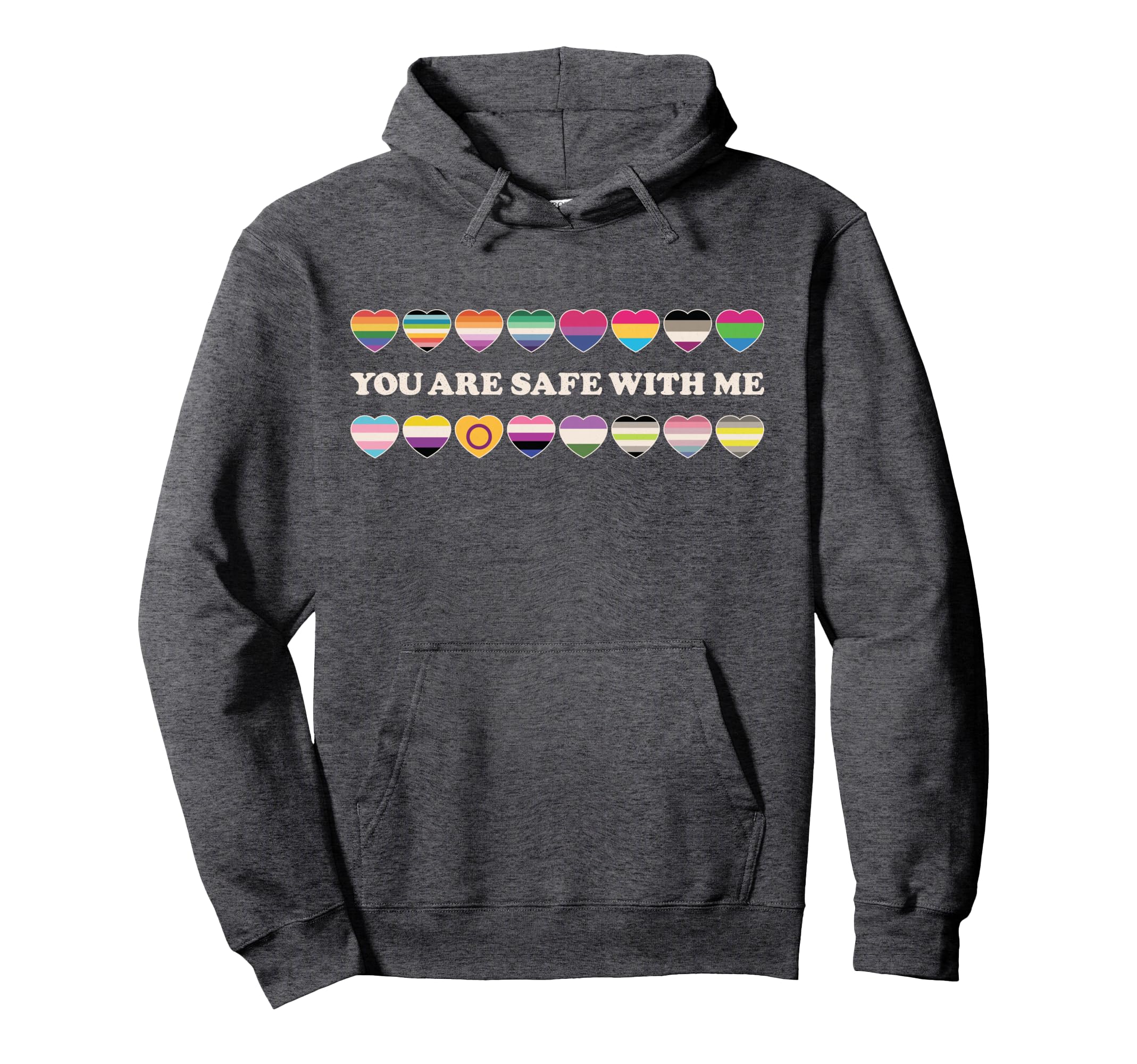 You Are Safe With Me Pride Trans Nonbinary Genderqueer Heart Pullover Hoodie