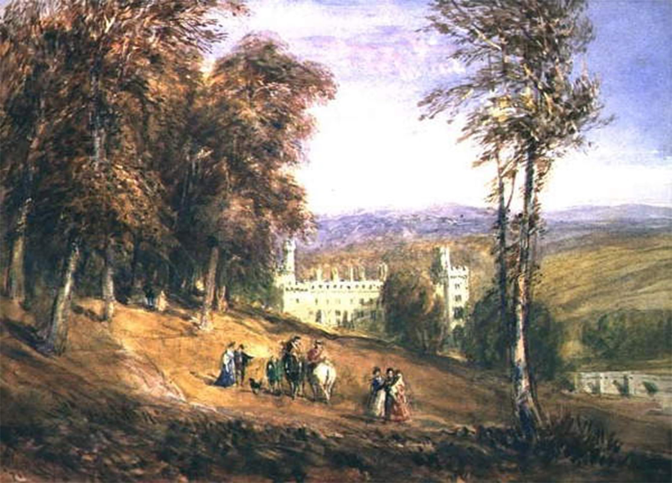 Pintura de lienzo Haddon Hall di David Cox cuadro decorativo para oficina de 60x90cm 5