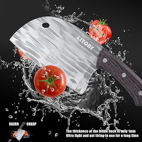 Miniatura 3 de Kitory Cuchillo de chef serbio, cuchillo de cocina afilado para carne y verduras de 6 pulgadas con mango de espiga completa, acero inoxidable de
