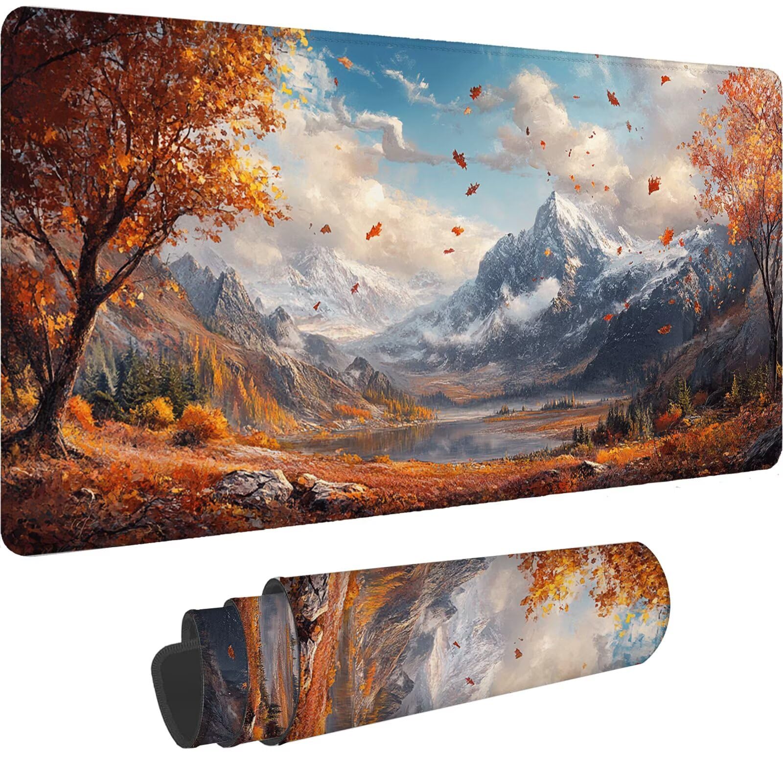 Podkładka pod mysz dla graczy Jesienna podkładka pod mysz XXL 1200 x 600 mm Podkładka pod mysz z antypoślizgową gumową podstawą, wodoodporna antypoślizgowa podkładka pod mysz do komputera, gracza