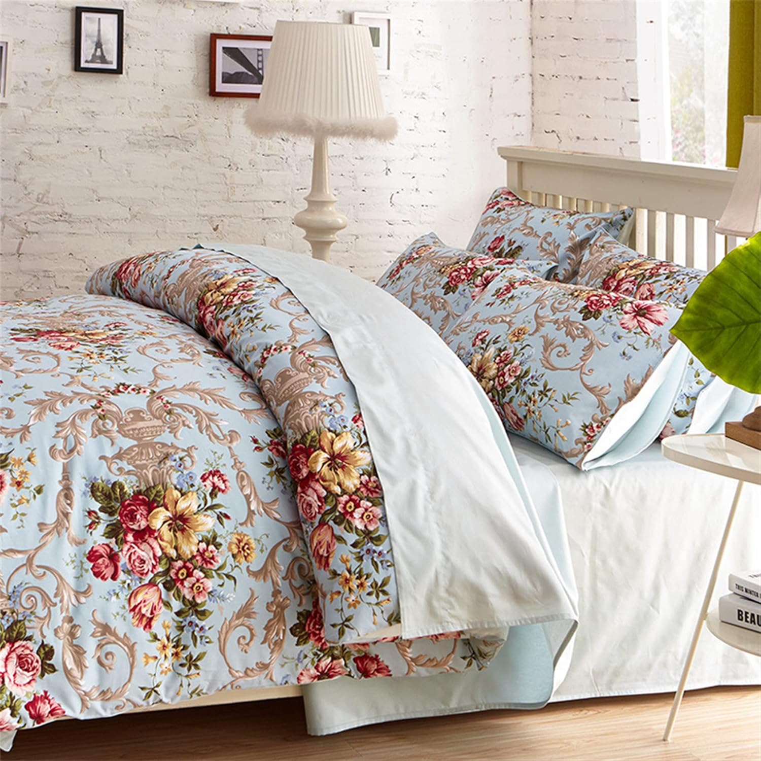 ABREEZE Vintage Floral Duvet Cover Set100 Egyptian Cotton