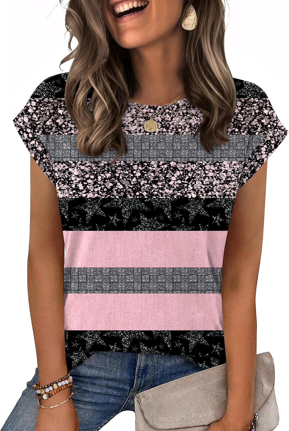 Zeagoo Womens Tops Summer Casual Cap Sleeve Tshirts Shirts Business Dressy Spring Fashion Outfits Trendy Clothes