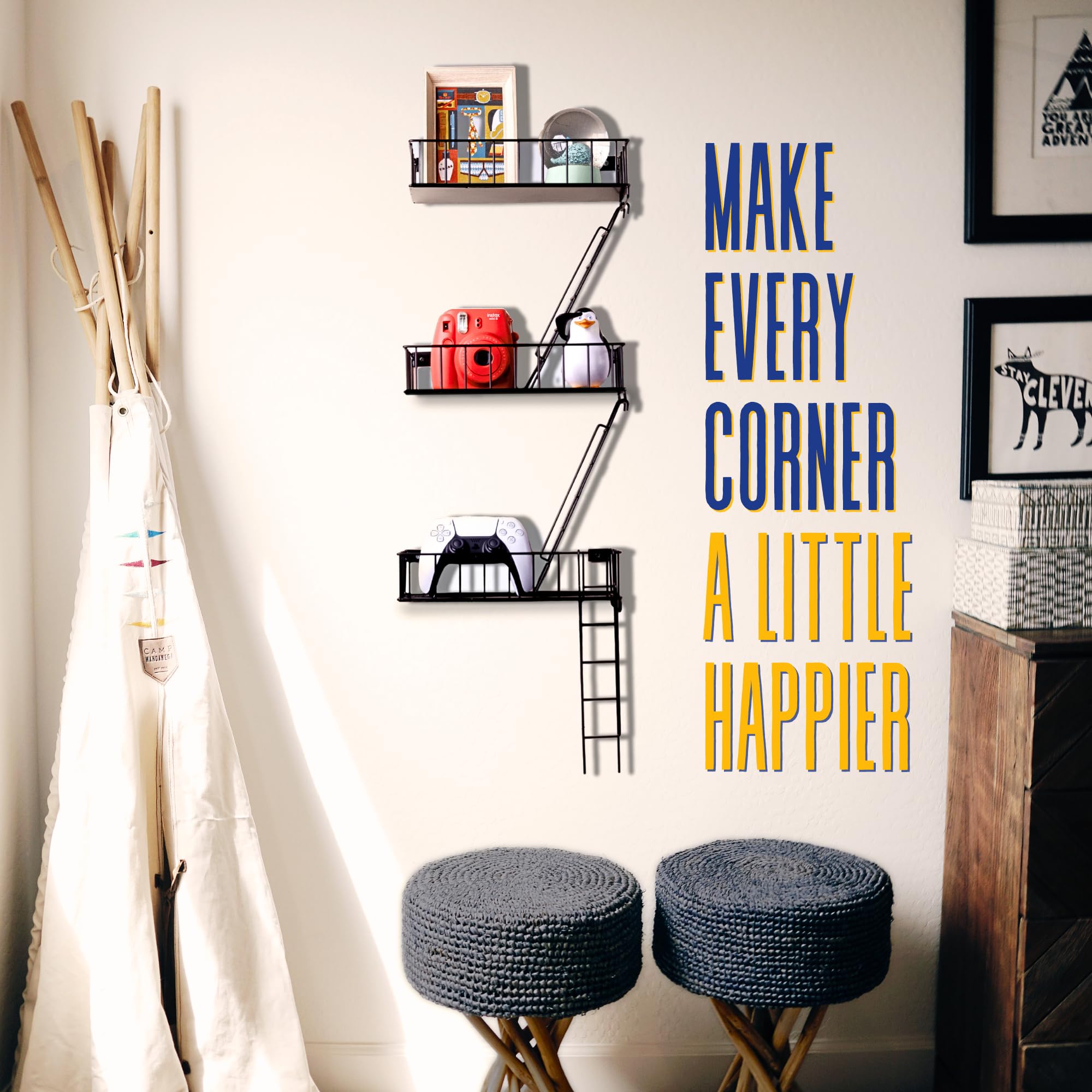 Chelsea ステンレススチール 壁掛けファイアプレース KOTIJOKI Fire Escape Wall Shelf - New York Metal Decorative Shelf