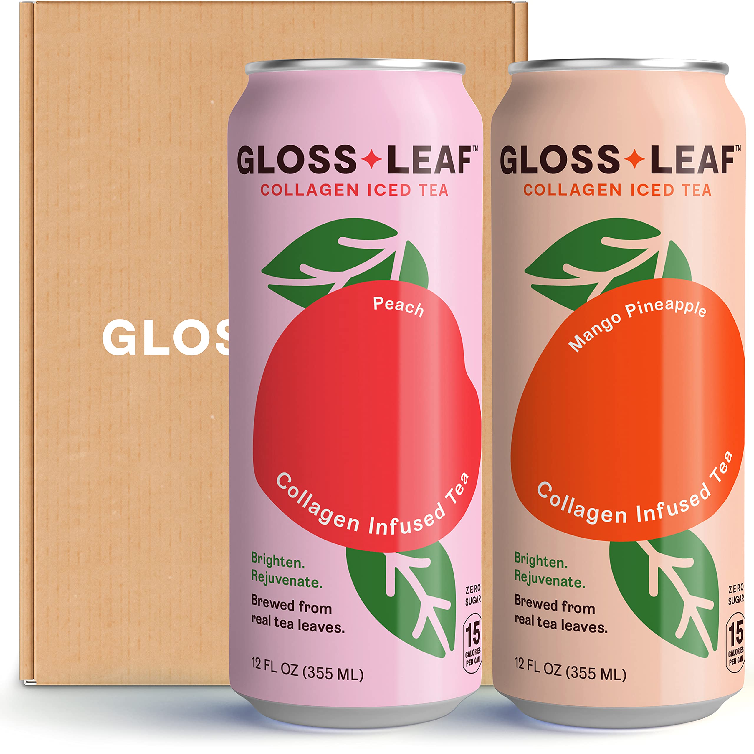 Buy Gloss Leaf Collagen Iced Tea (ZeroSugar, Assorted) Brewed Black