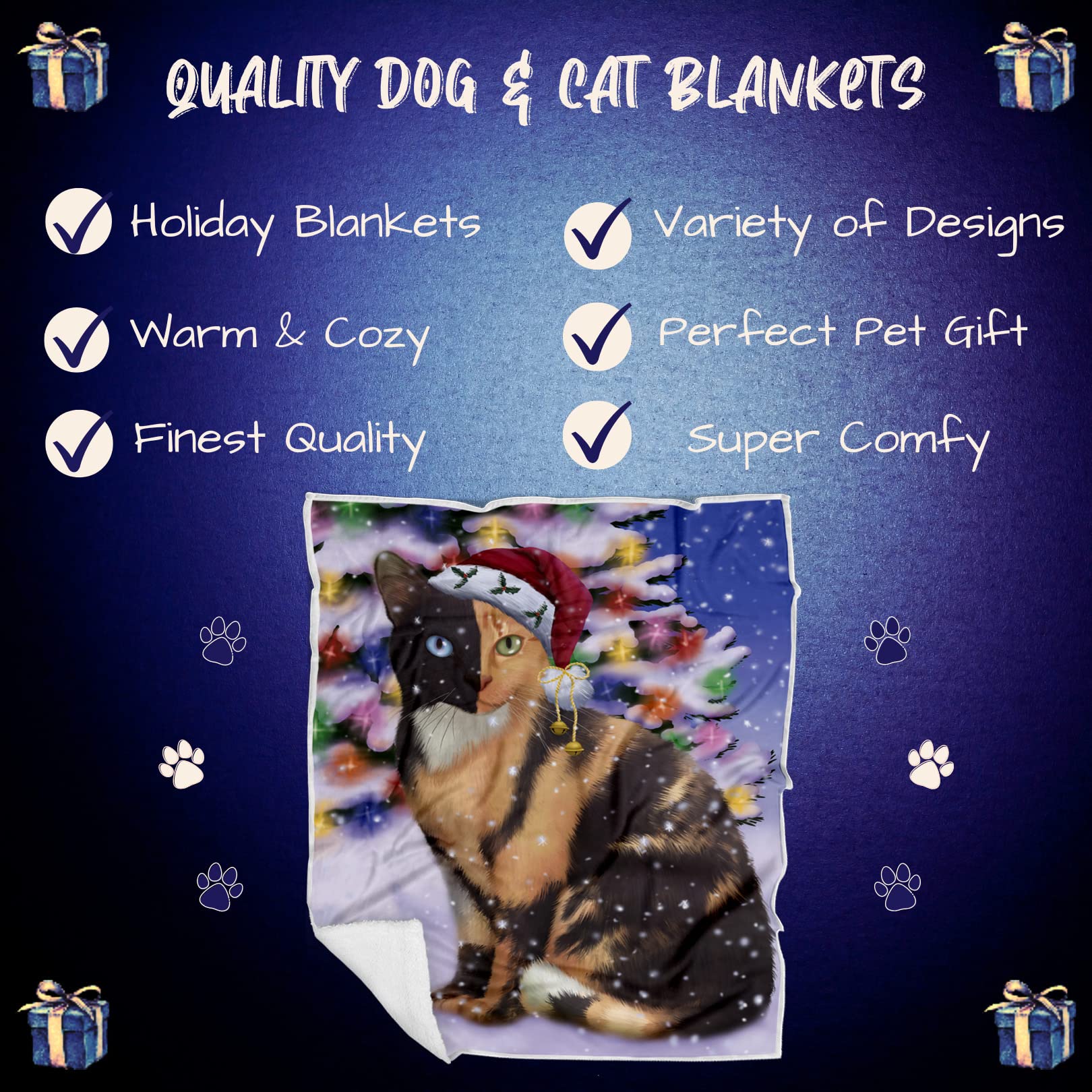 Doggie of the Day Chimera Cat Blanket - Christmas Winterland Wonderland - Super Soft & Warm Pet Theme for Sofa or Bed, Warm Fleece, Sherpa or Woven Material, BLNKT88816 (30x40 Fleece)