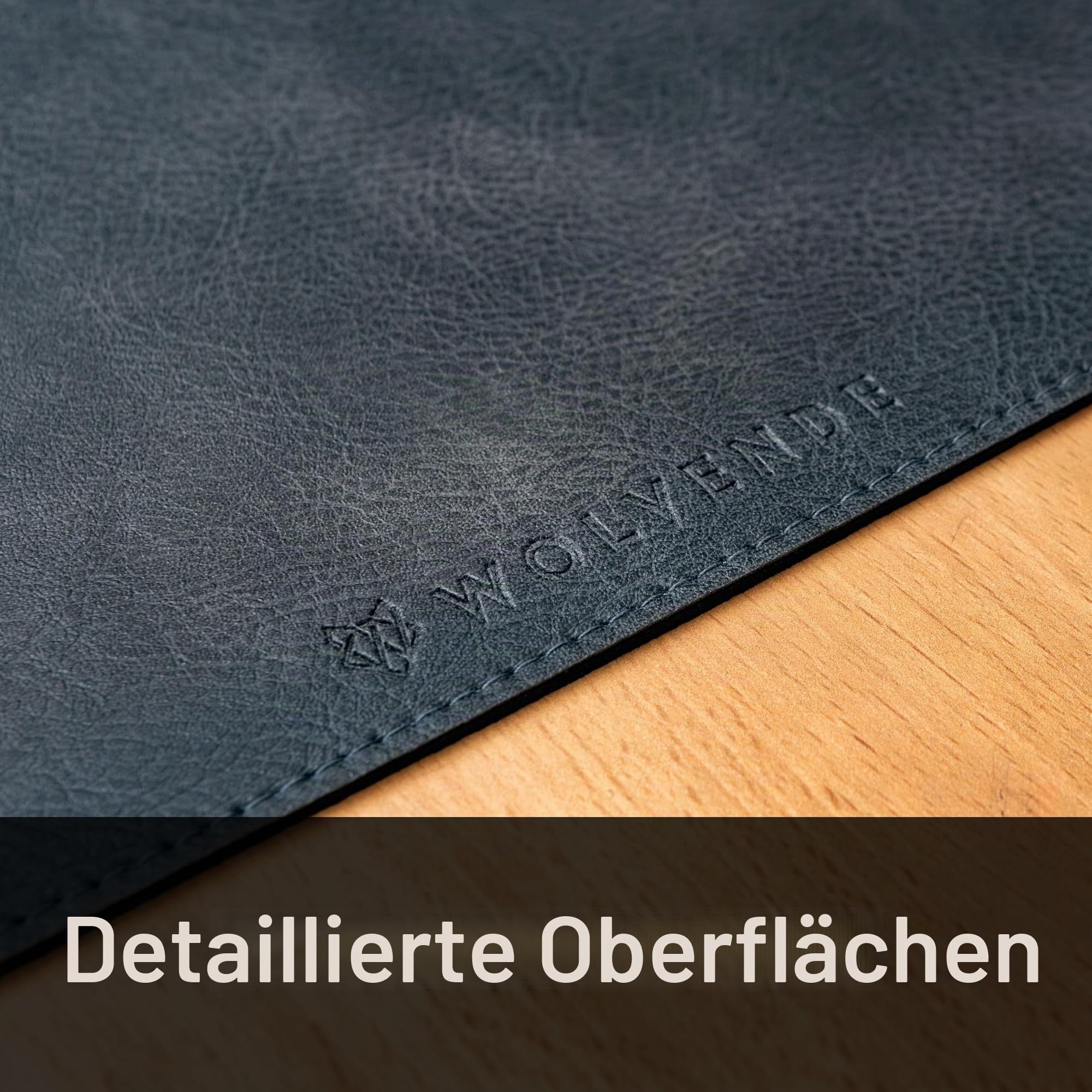 Premium-Schreibtischunterlage aus veganem Kunstleder, im Used-Look, multifunktionale Schreibtischunterlage für Heimbüro, Schwarz/Grau, 40 x 90 cm