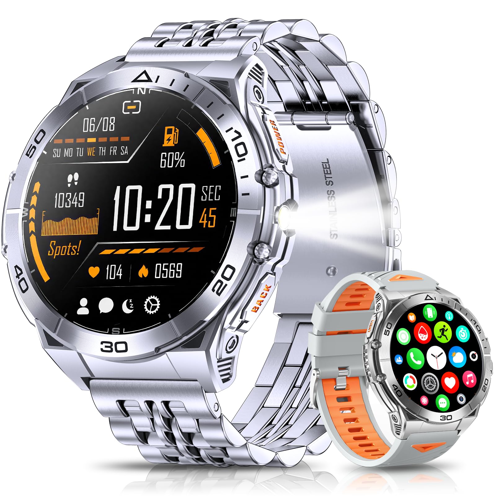Smart Watch for Men 1 6 AMOLED Smartwatch with Flashlight 116 Sports Modes 600mAh Battery Waterproof Watch with